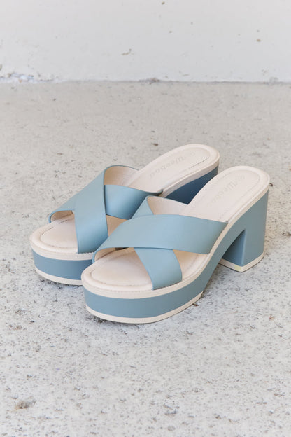Weeboo Cherish The Moments Contrast Platform Sandals in Misty Blue - Fashorio