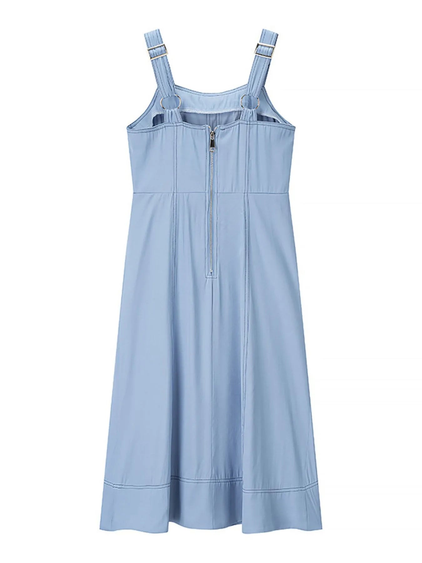 Wide Strap Sweetheart Neck Denim Dress - Fashorio