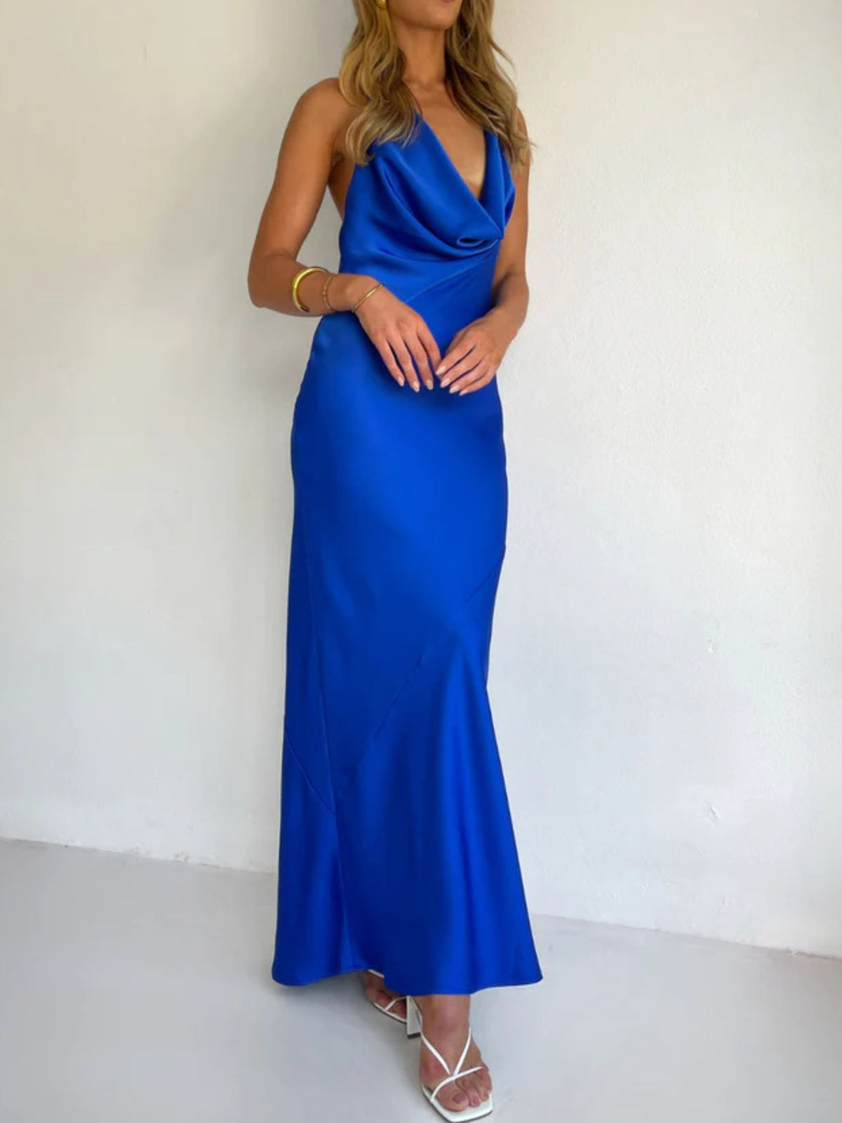 Satin maxi dress full length