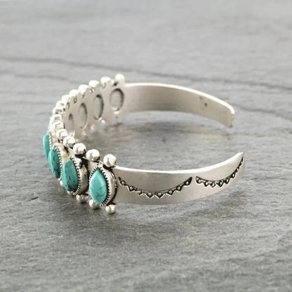 Artificial Turquoise Alloy Open Bracelet - Fashorio