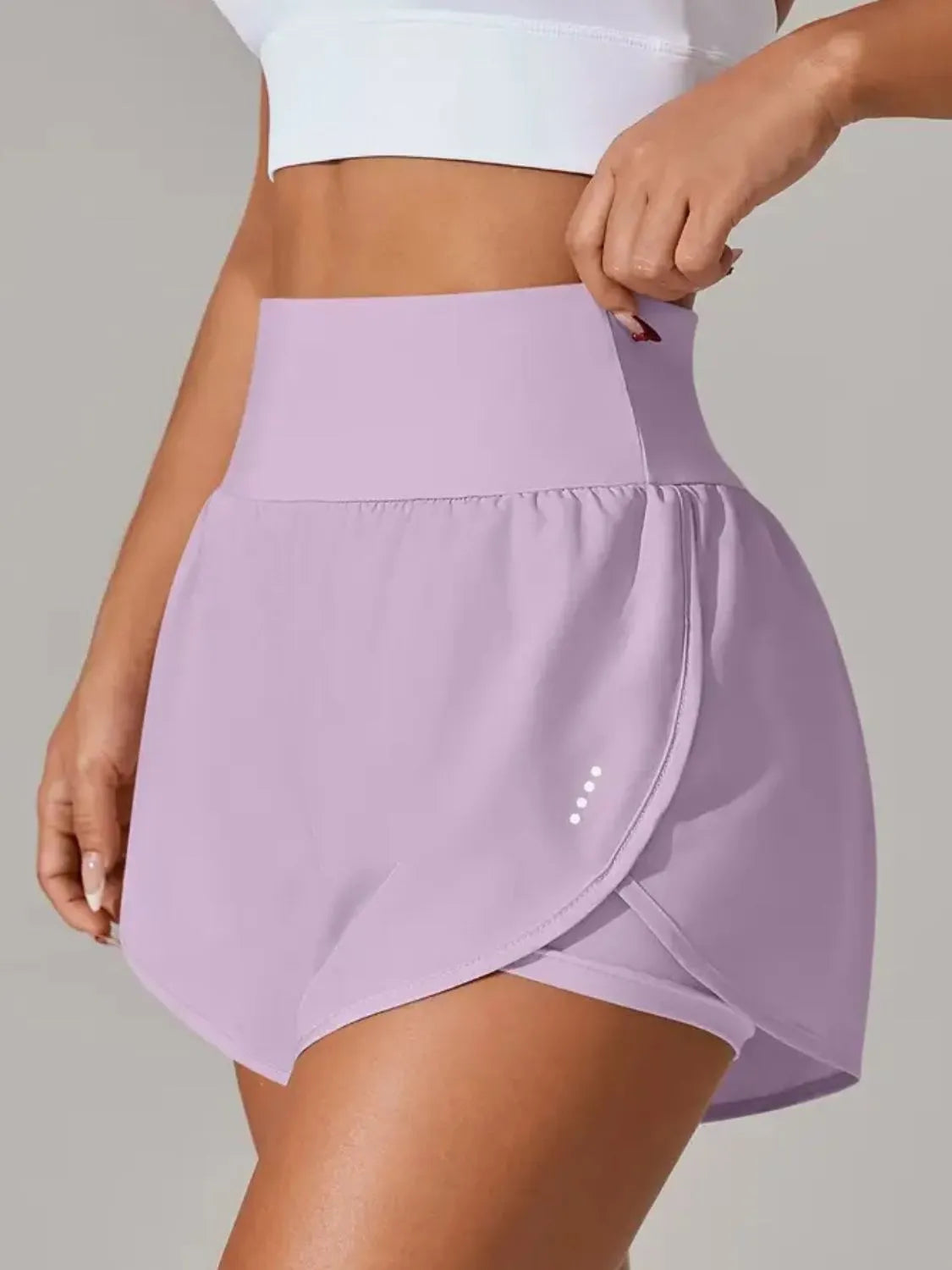 Pocketed High Waist Active Shorts Pink Purple - Fashorio