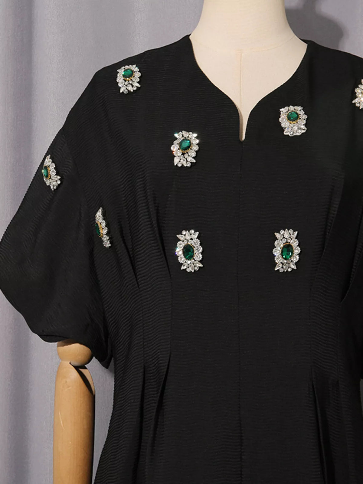 Embellished puff sleeve midi dress back view
