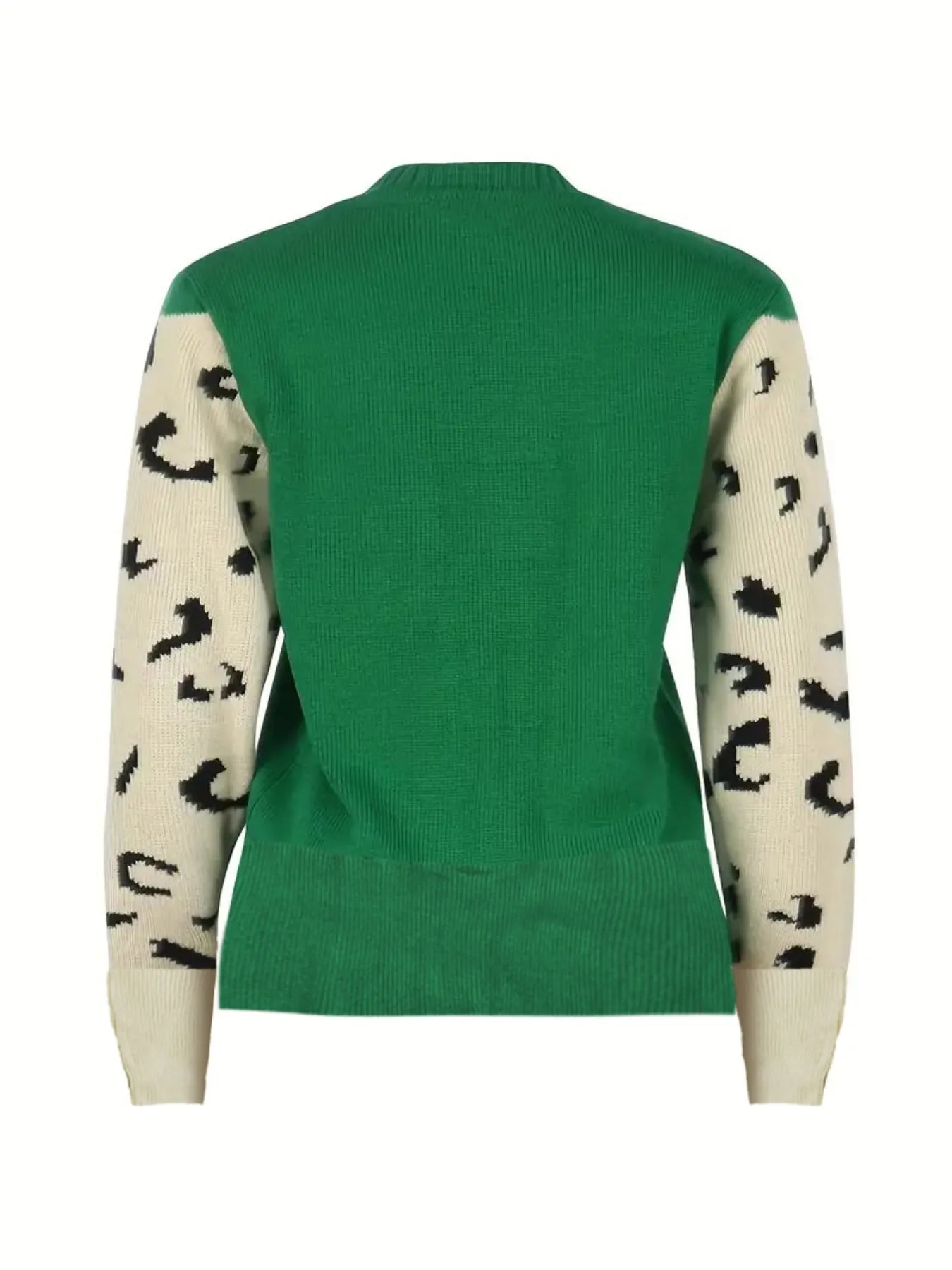 Leopard Round Neck Sweater - Fashorio