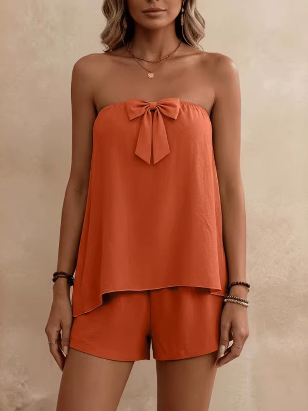 Coordinated bowknot shorts set alternate color