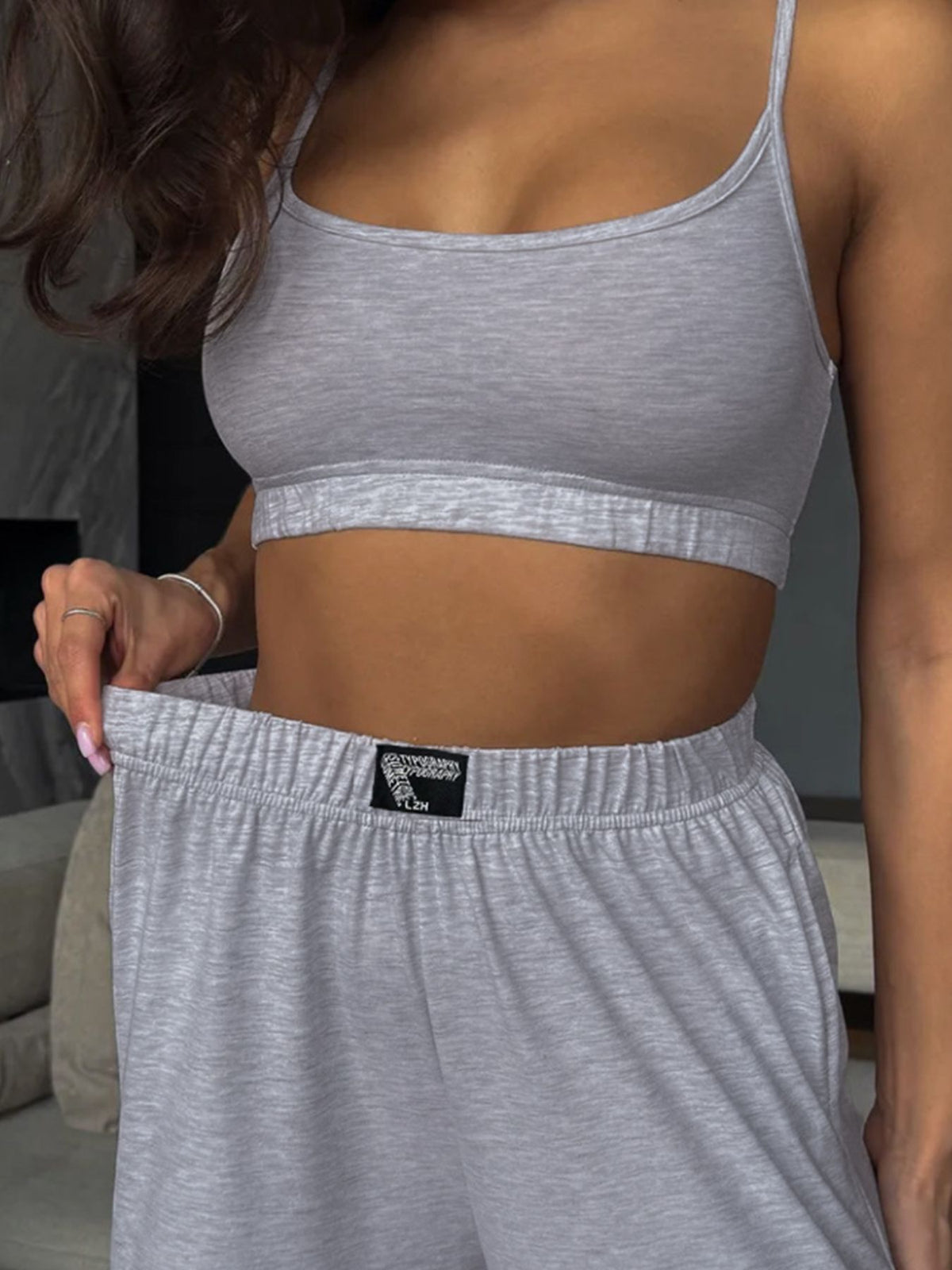 Cami and pants set with scoop neckline detail