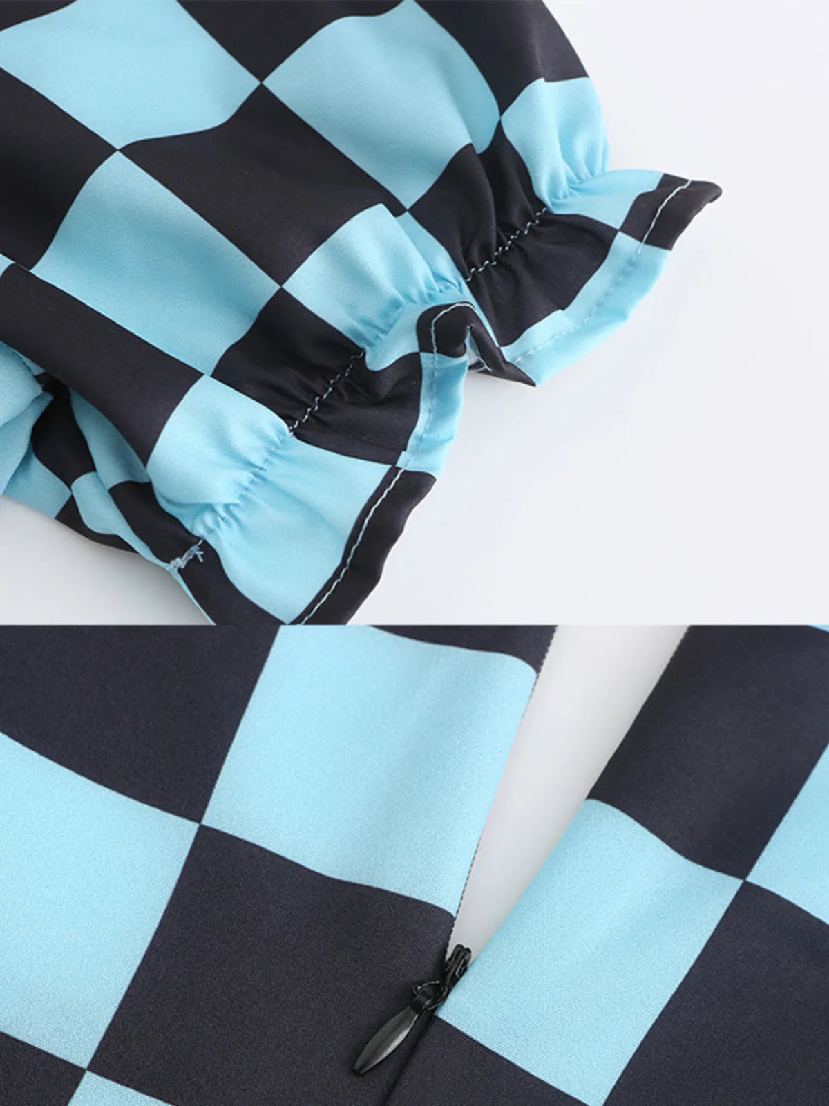 Checkered Tiered Mini Dress in Green view 7
