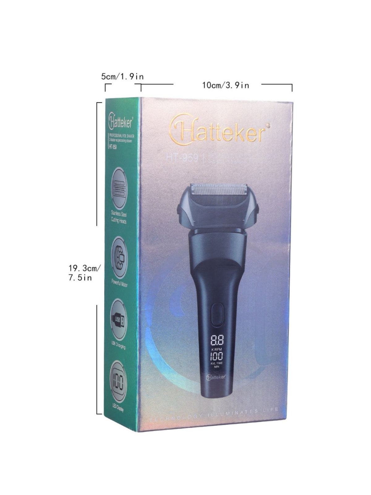 LED display shaver bottom view