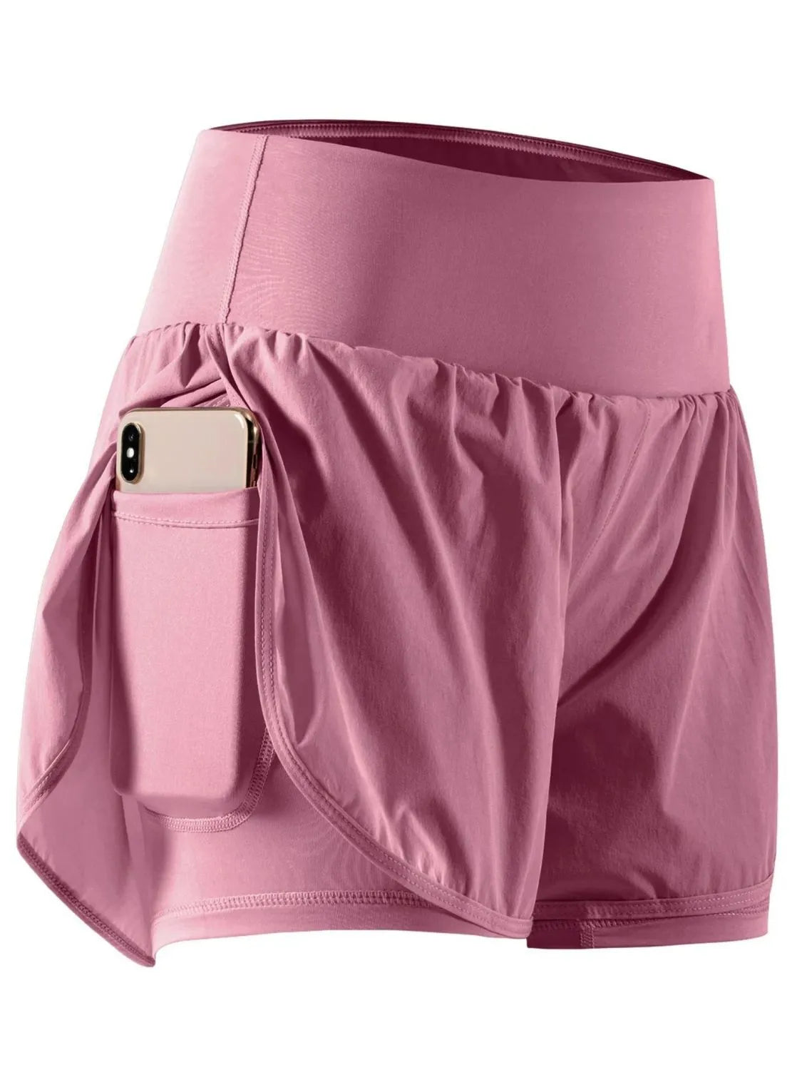 Pocketed High Waist Active Shorts Moonlit Mauve - Fashorio