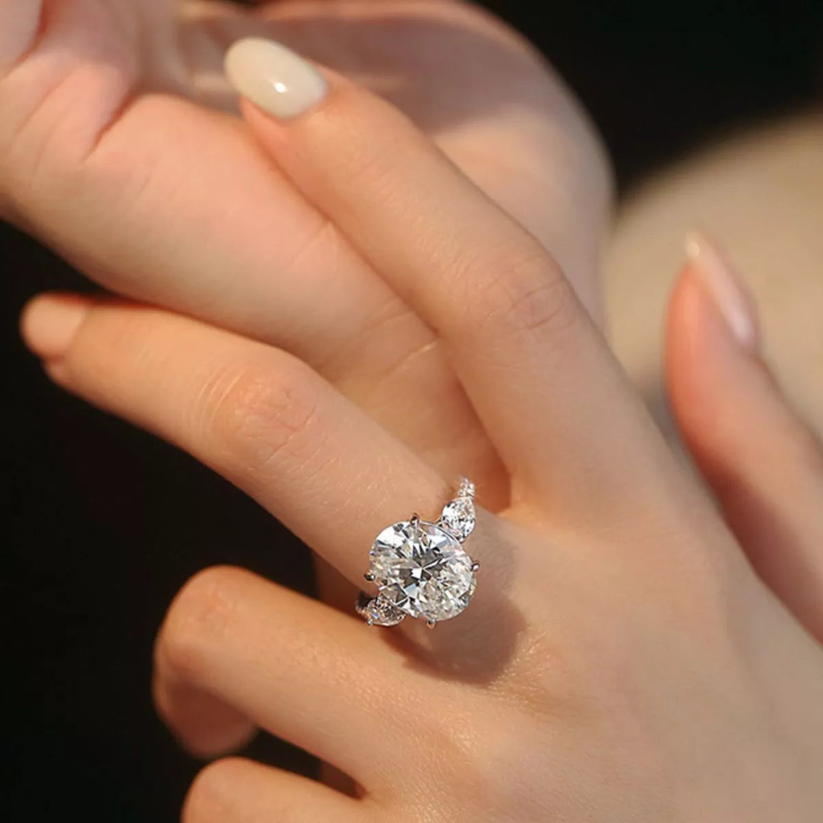 925 sterling silver band detail on the moissanite ring