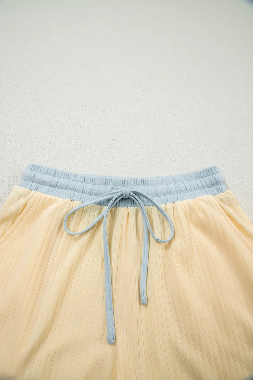 Soft Ribbed Color Block Casual Short Set, view 12