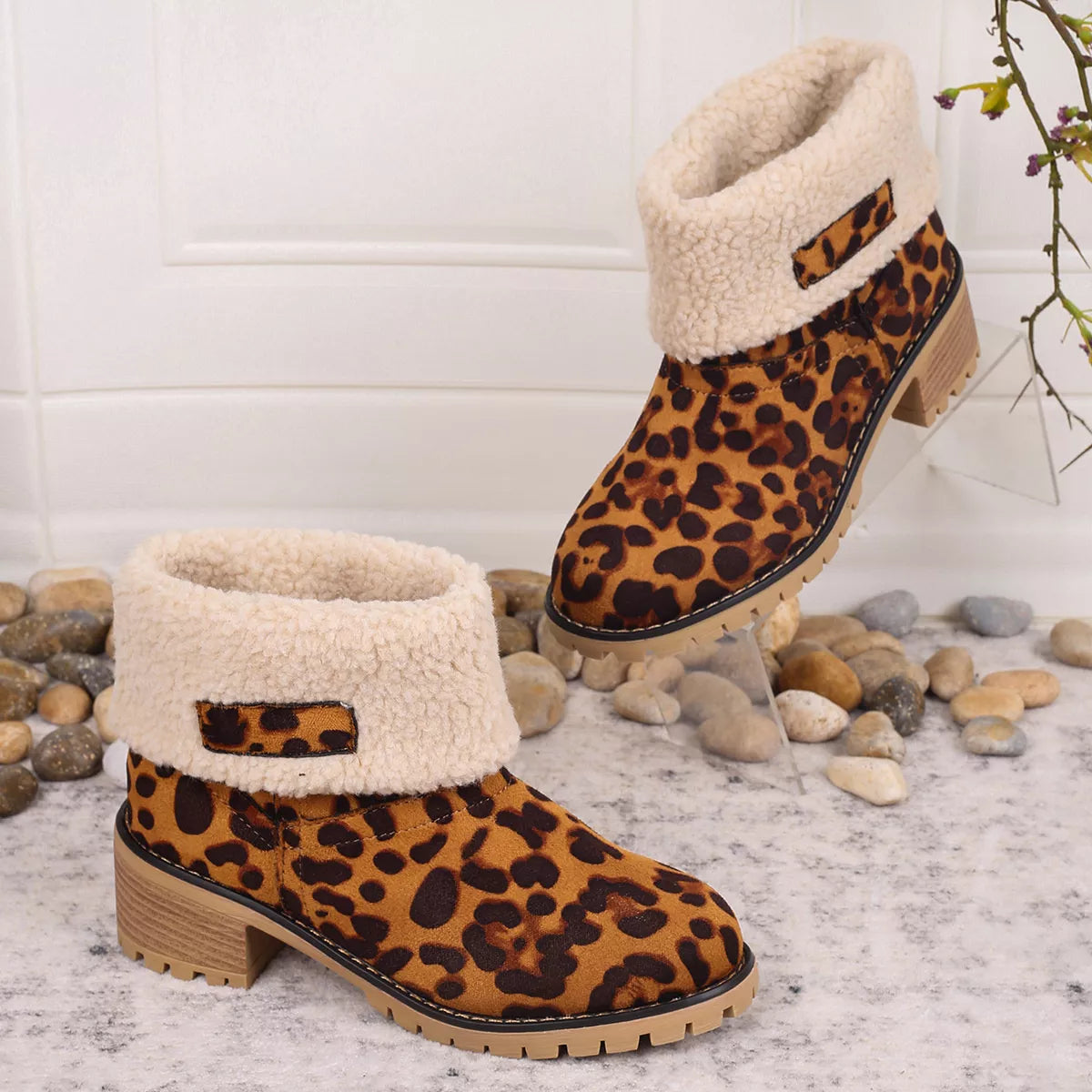 Leopard boots outer side view