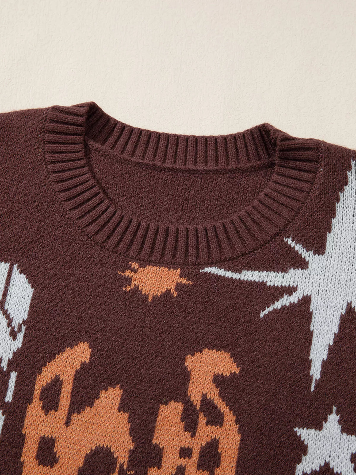 Cozy brown sweater styled with denim