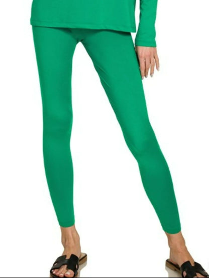 Zenana Microfiber Round Neck Top and Leggings Set - Fashorio