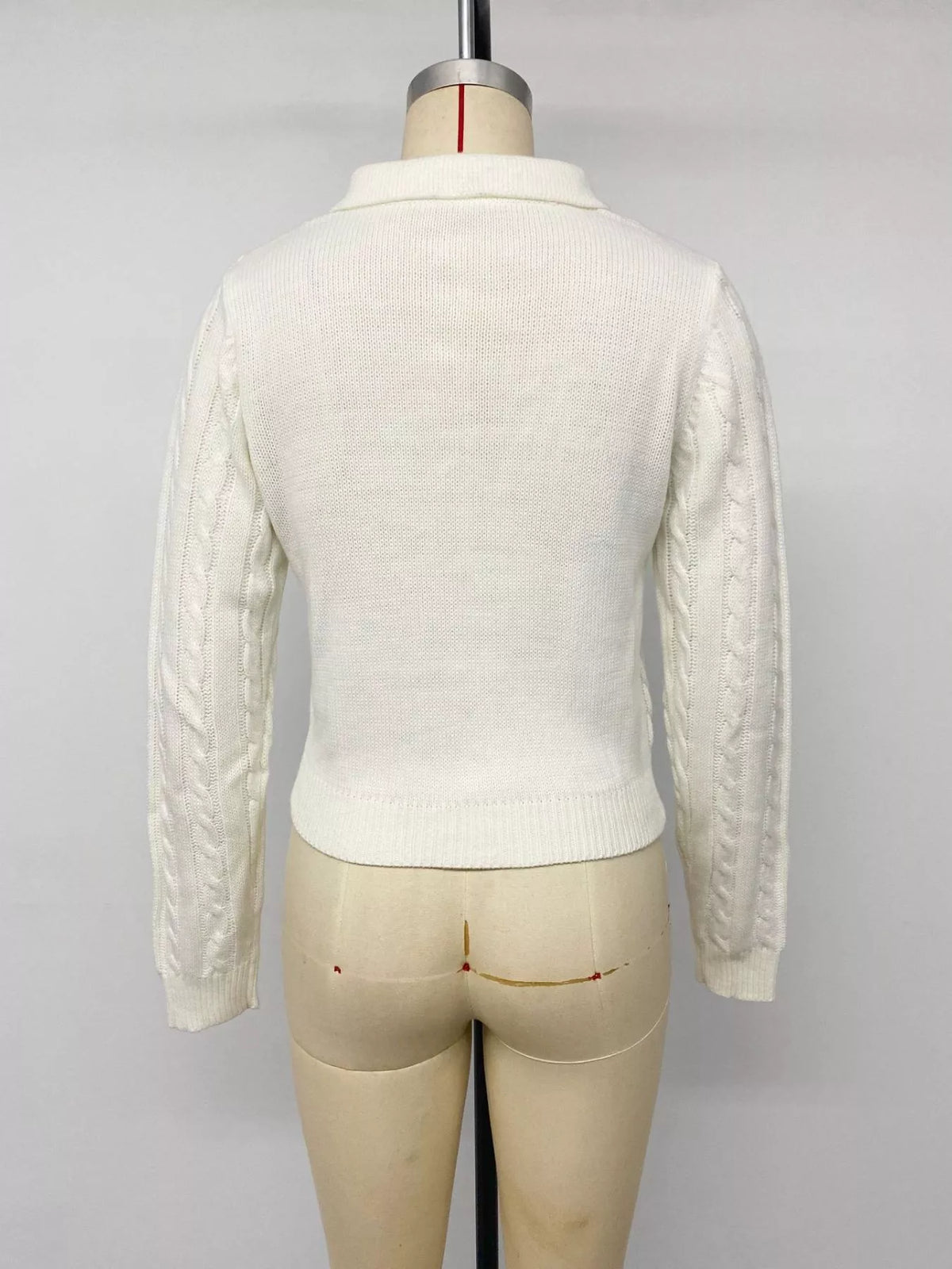 Cable Knit Long Sleeve Sweater in White view 13