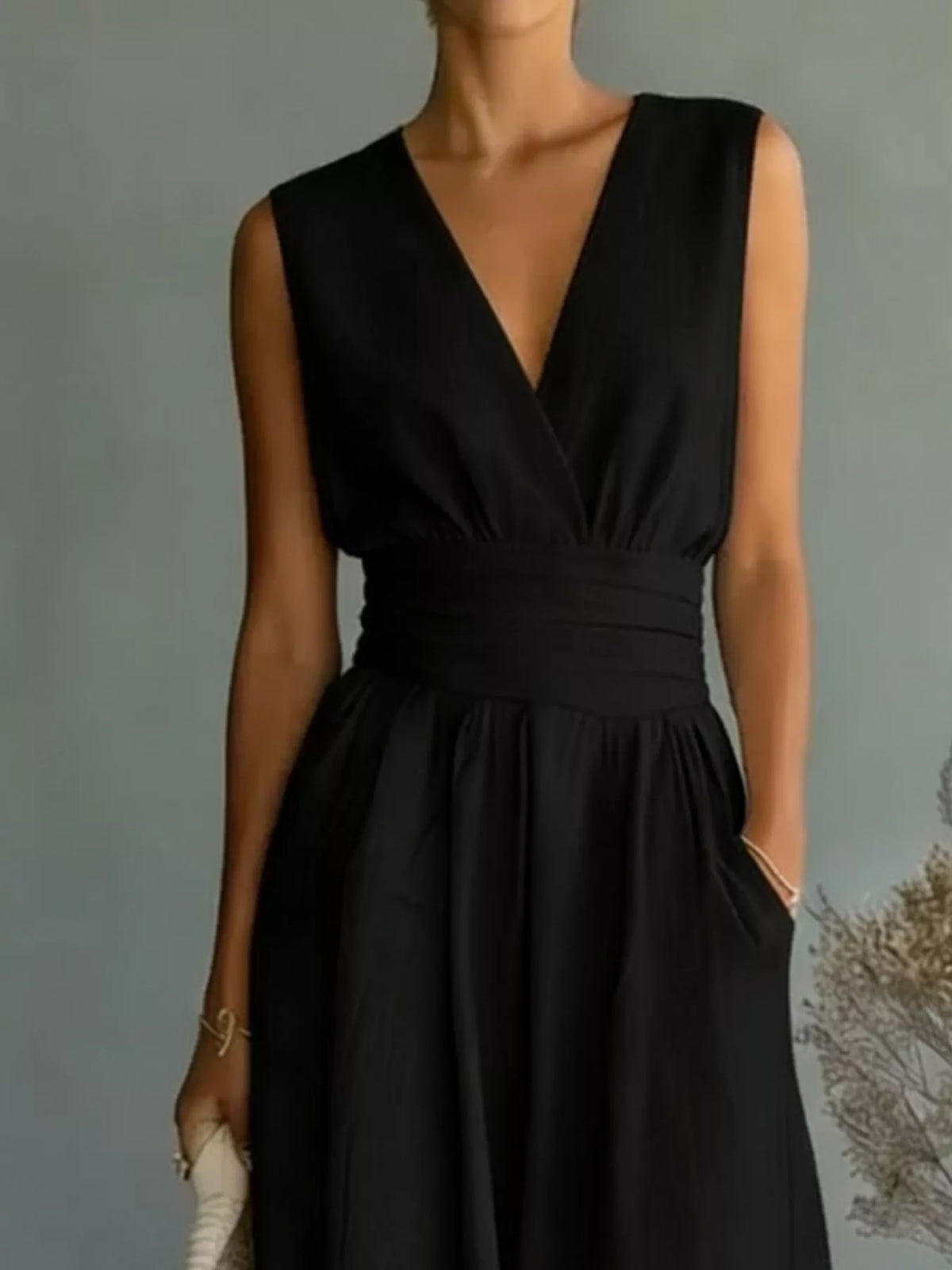 Sleeveless jumpsuit burgundy color view