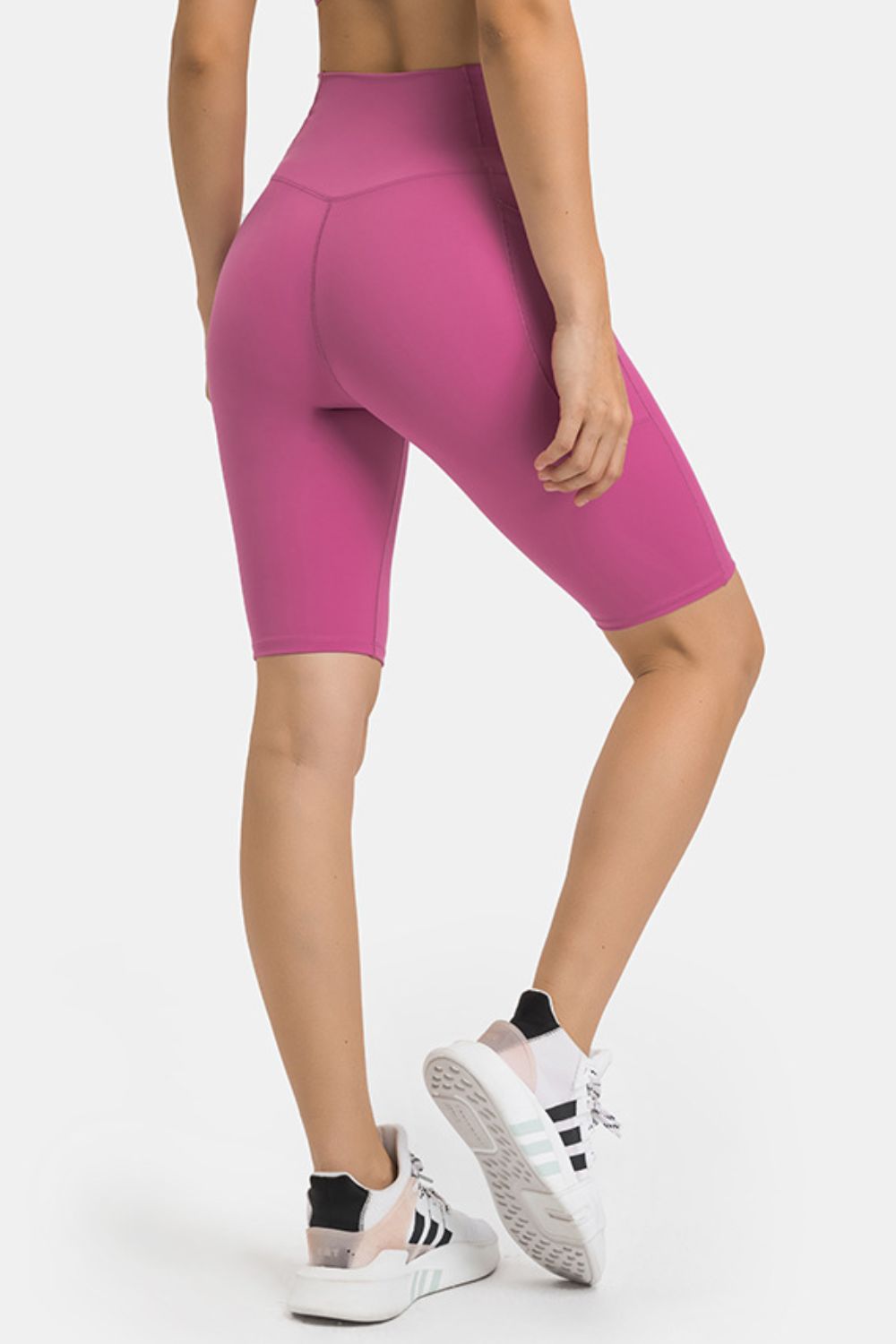 High waist biker shorts with pockets side view