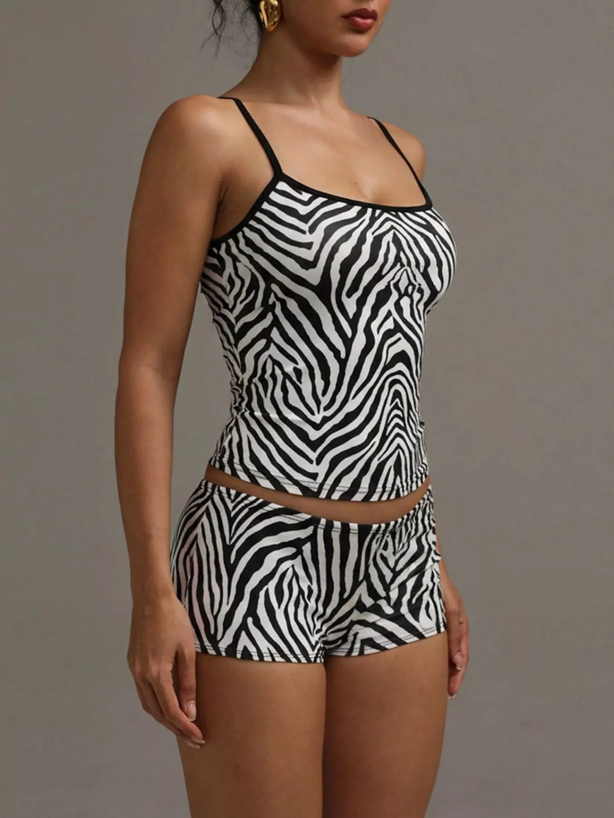 Print cami and shorts set back view
