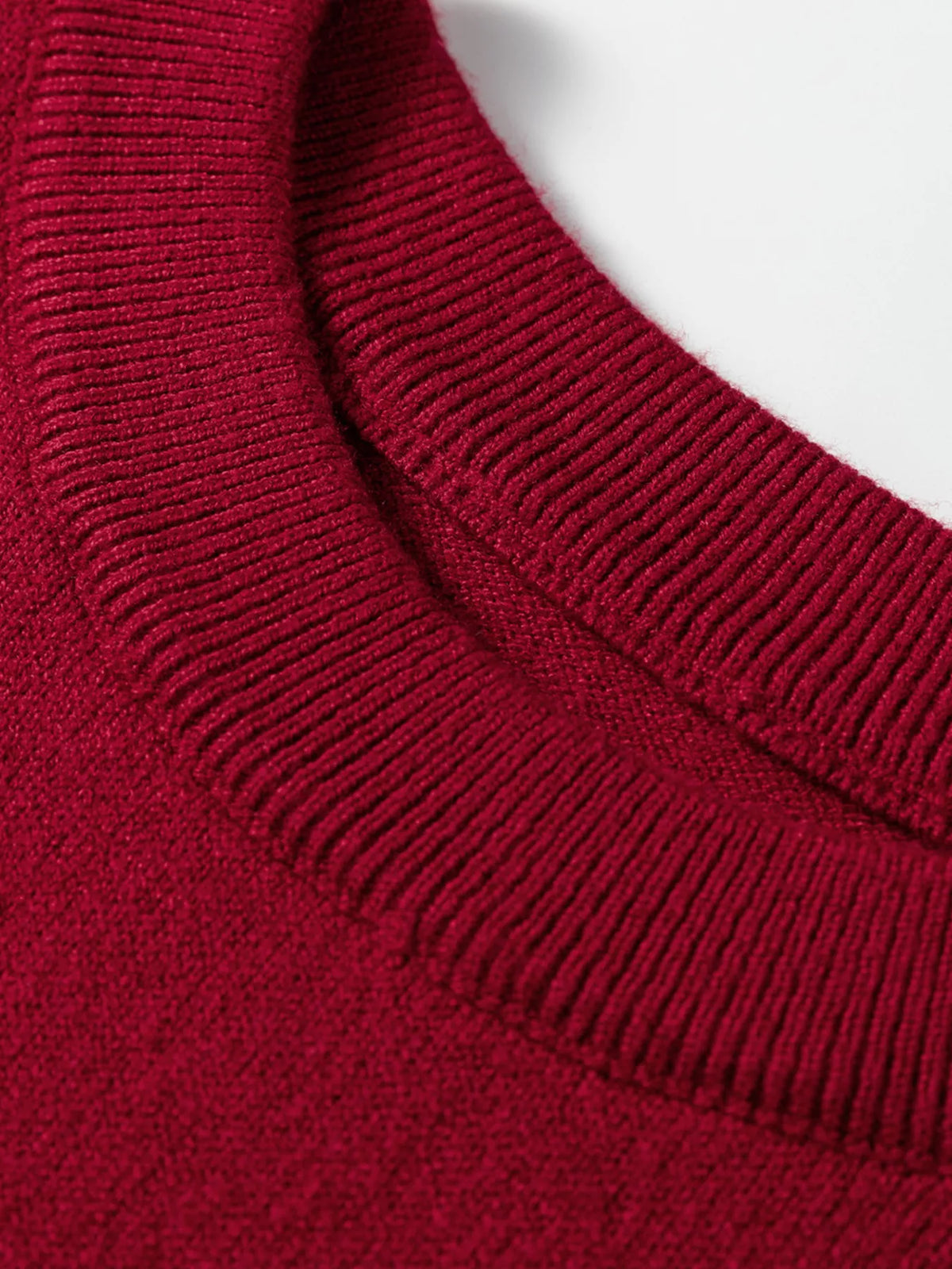 Crew Neck Cap Sleeve Knit Sweater in Burgundy on model