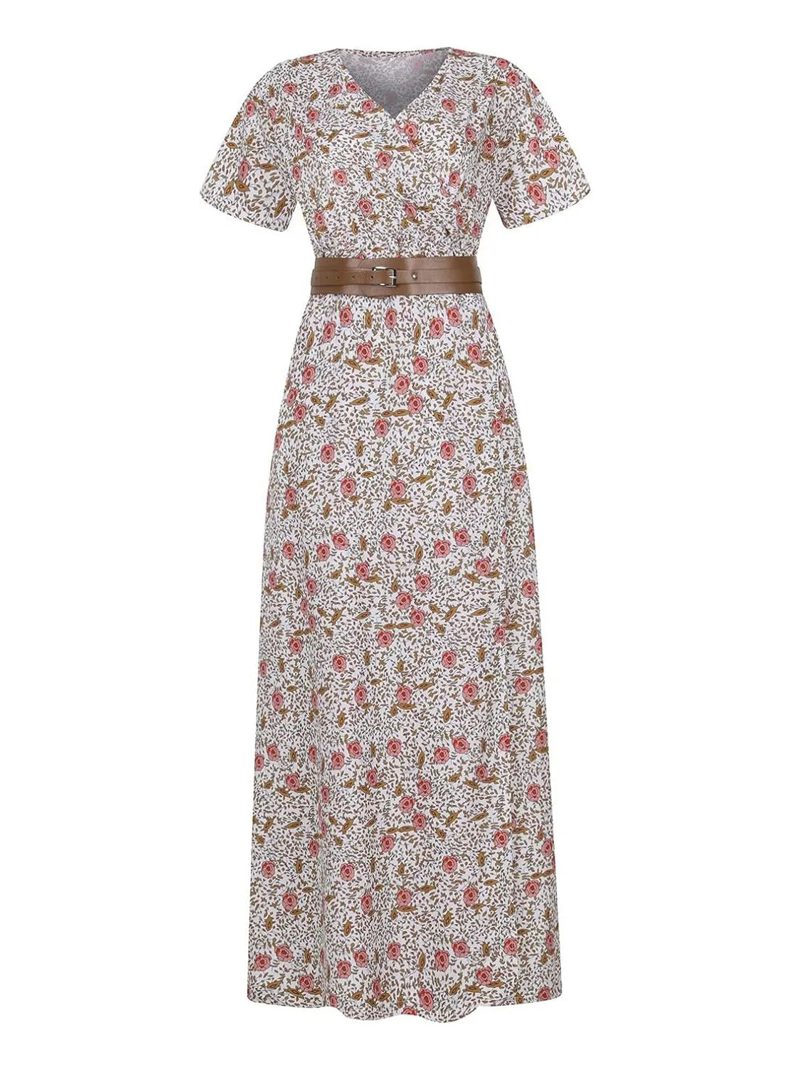 Printed V Neck Short Sleeve Maxi Dress view 7