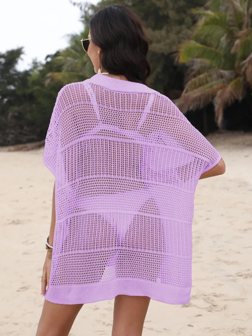 Hollow Out Collared Kimono Cover Up, view 24