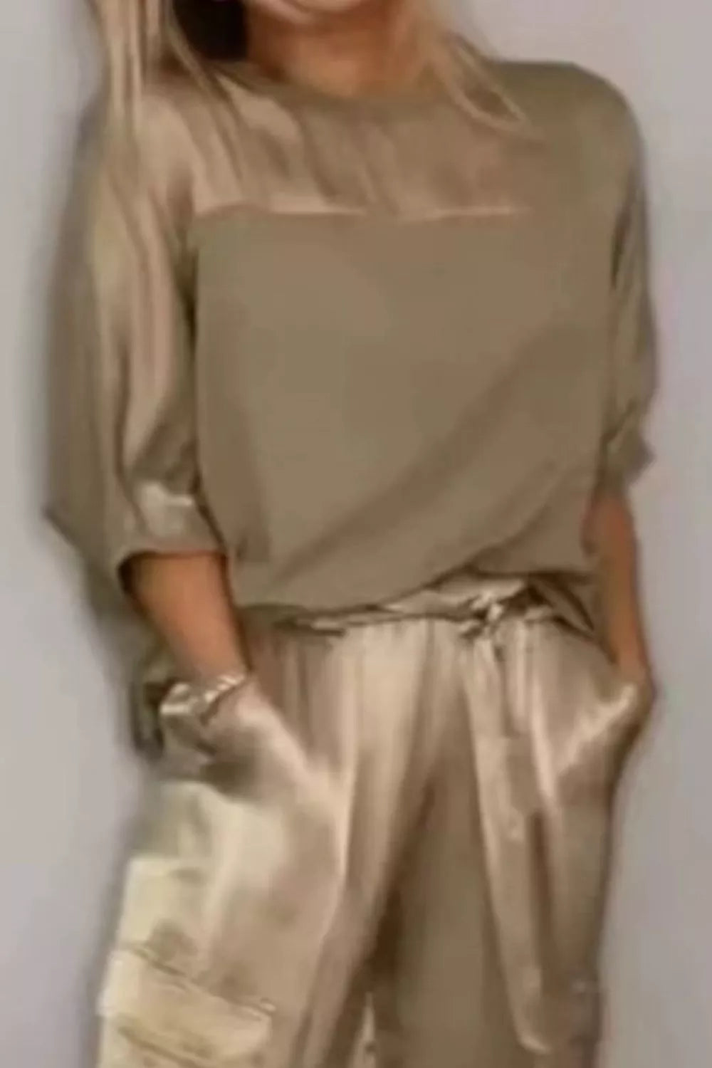 Satin top and matching pants full outfit styled