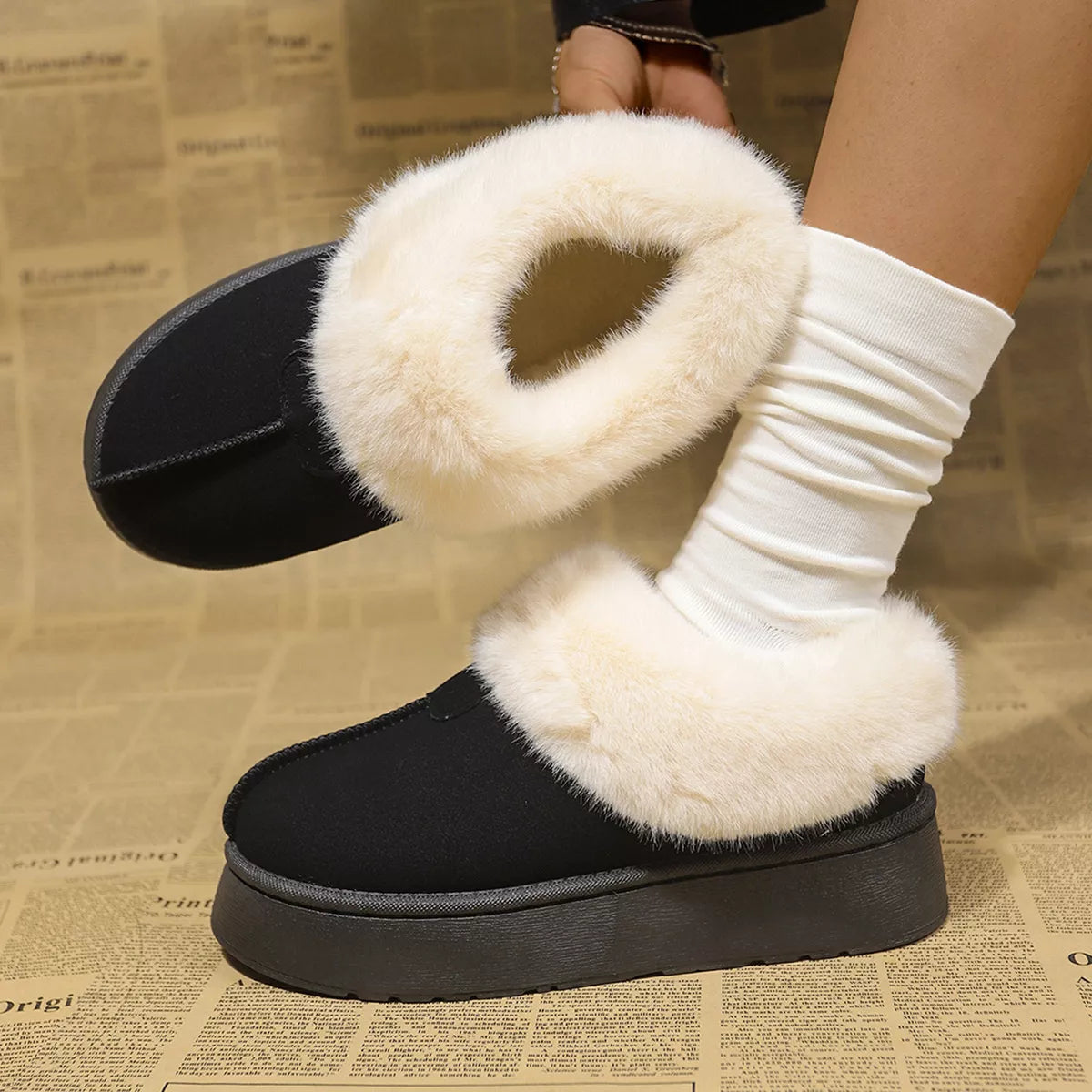 Fuzzy Platform Ankle Boots studio shot