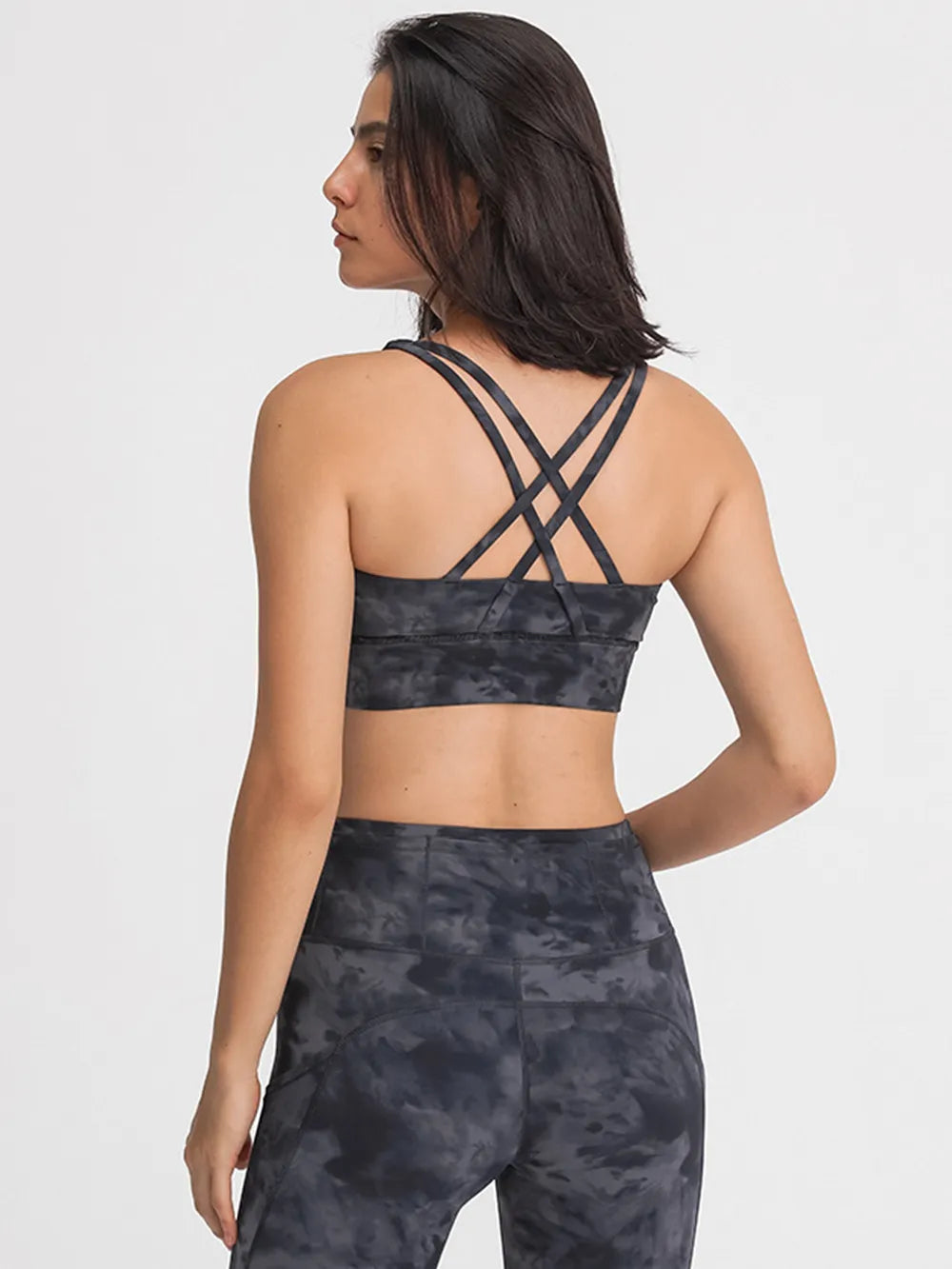 Crisscross scoop neck active tank model wearing front