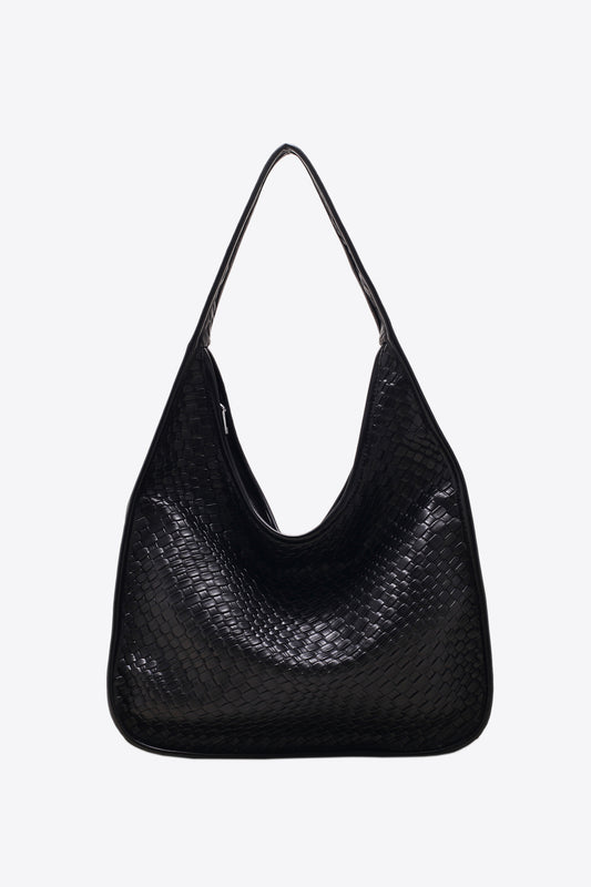 PU Leather Shoulder Bag Black One Size - Fashorio