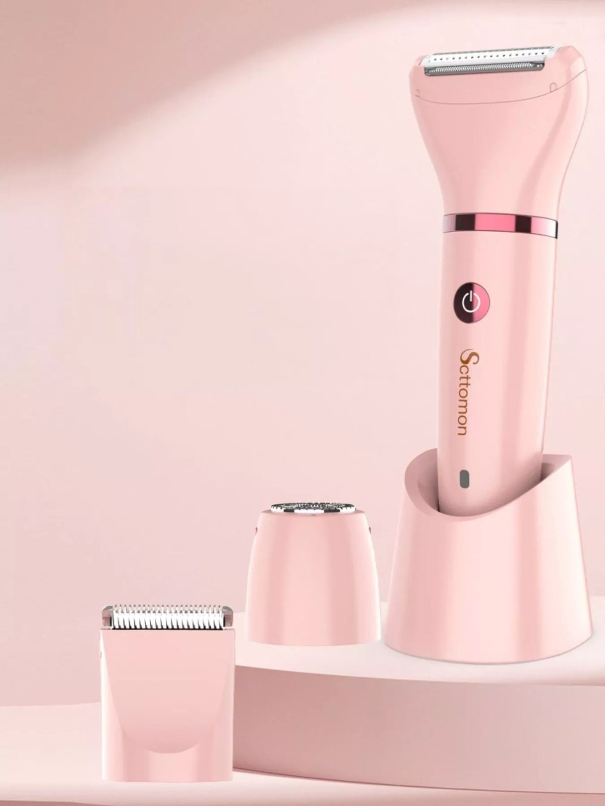 Pale blush portable waterproof epilator front view