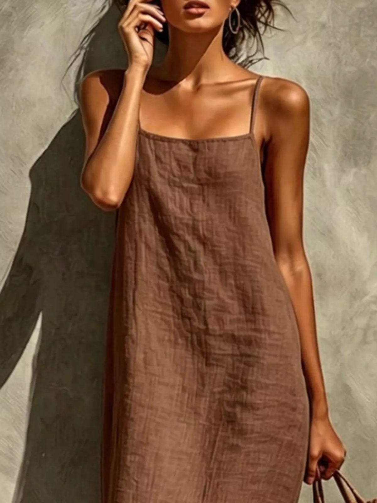Sleeveless linen feel maxi dress back detail