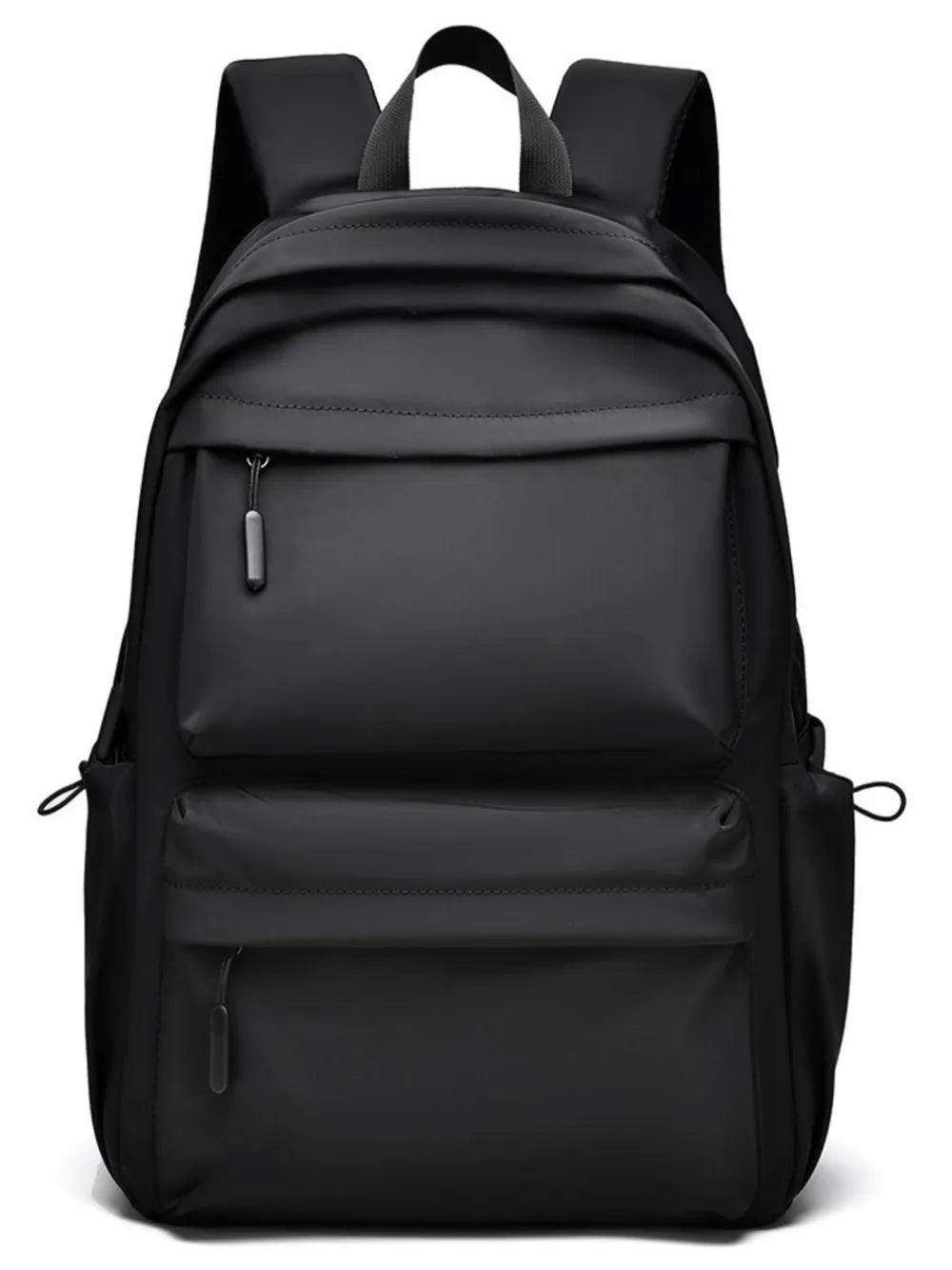 Gray leather backpack side view