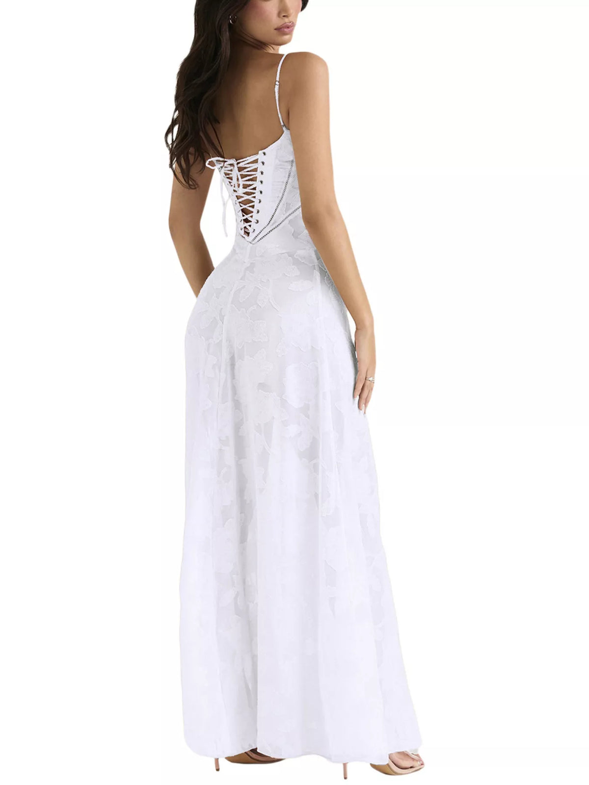 Lace spaghetti strap maxi dress alternate color styled look