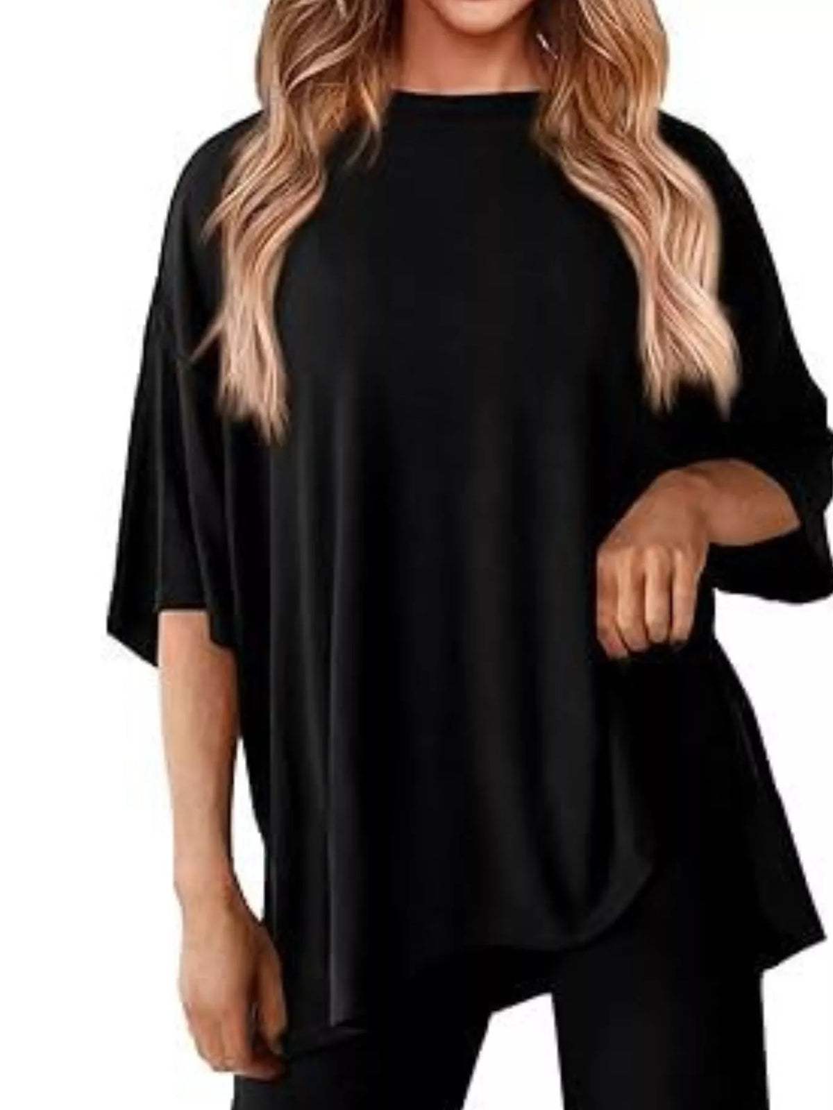 Relaxed Fit Round Neck Top and Pants Set, view 8