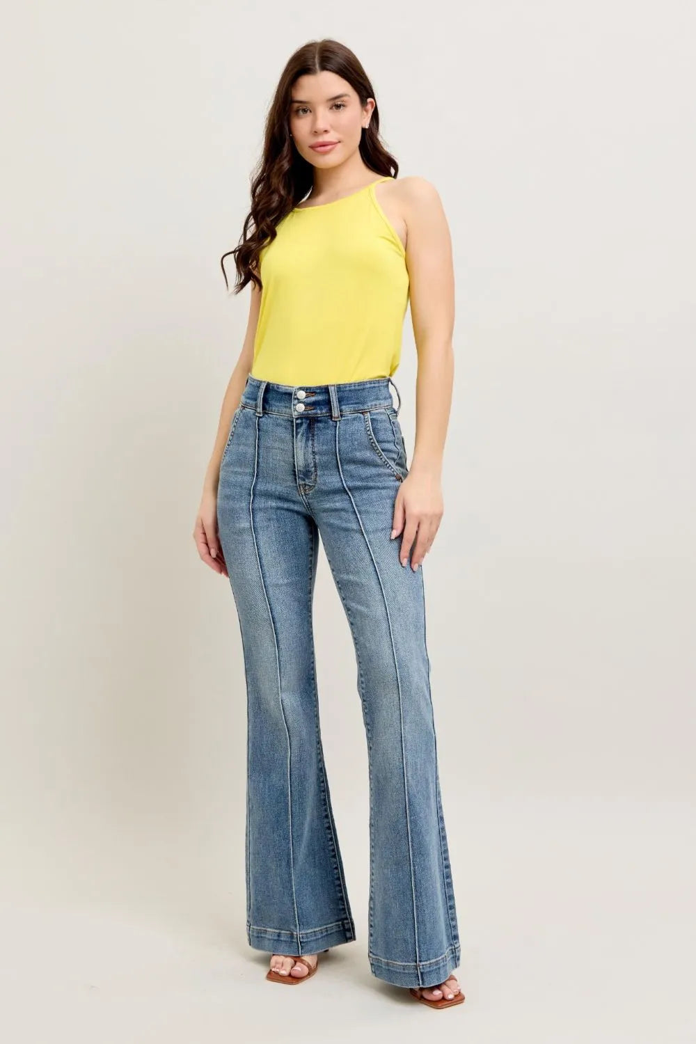 Judy Blue Full Size High-Waist Flare Denim Jeans with Front Seam Detail Plus Size - Fashorio