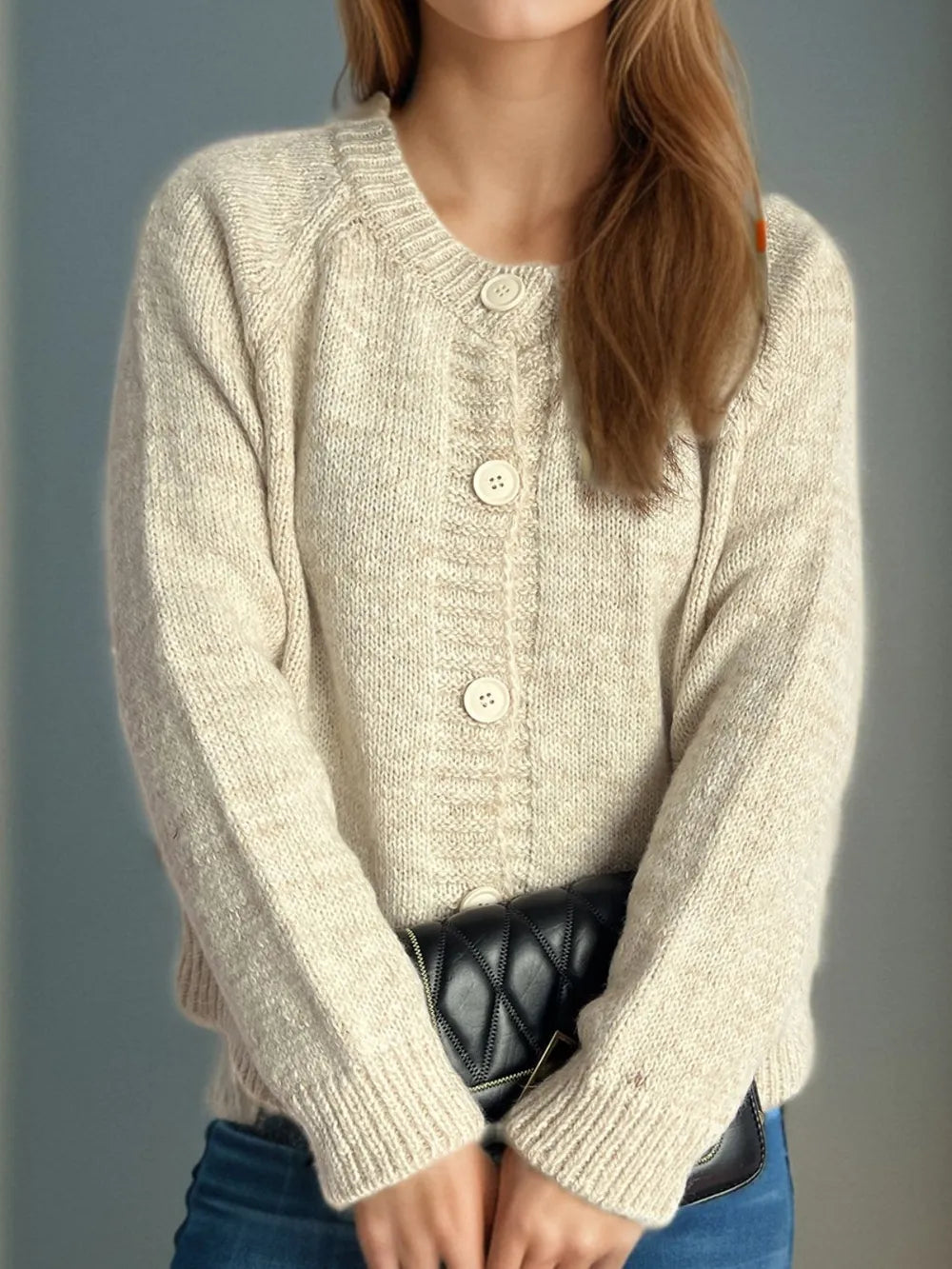 Heathered Button Down Long Sleeve Cardigan - Fashorio