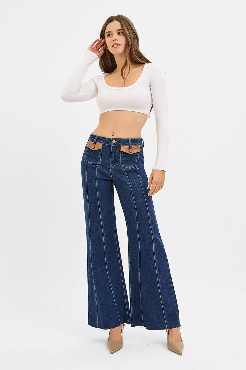 RISEN wide flare jeans full length styling