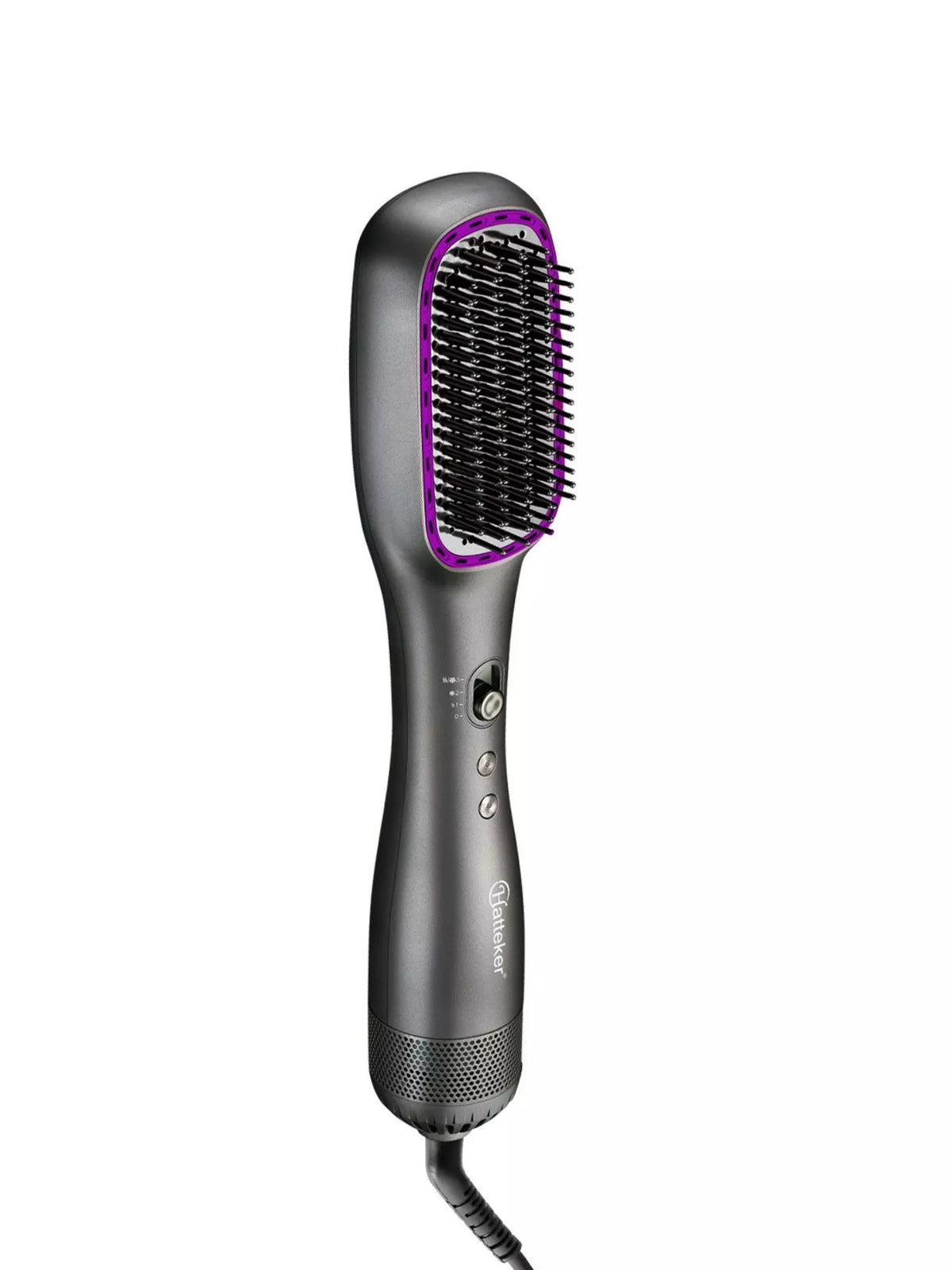 Heated hair straightening comb in dark gray