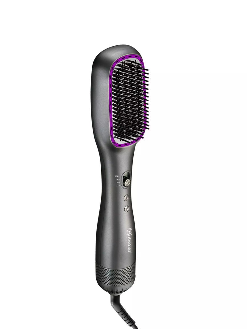 Heated hair straightening comb in dark gray