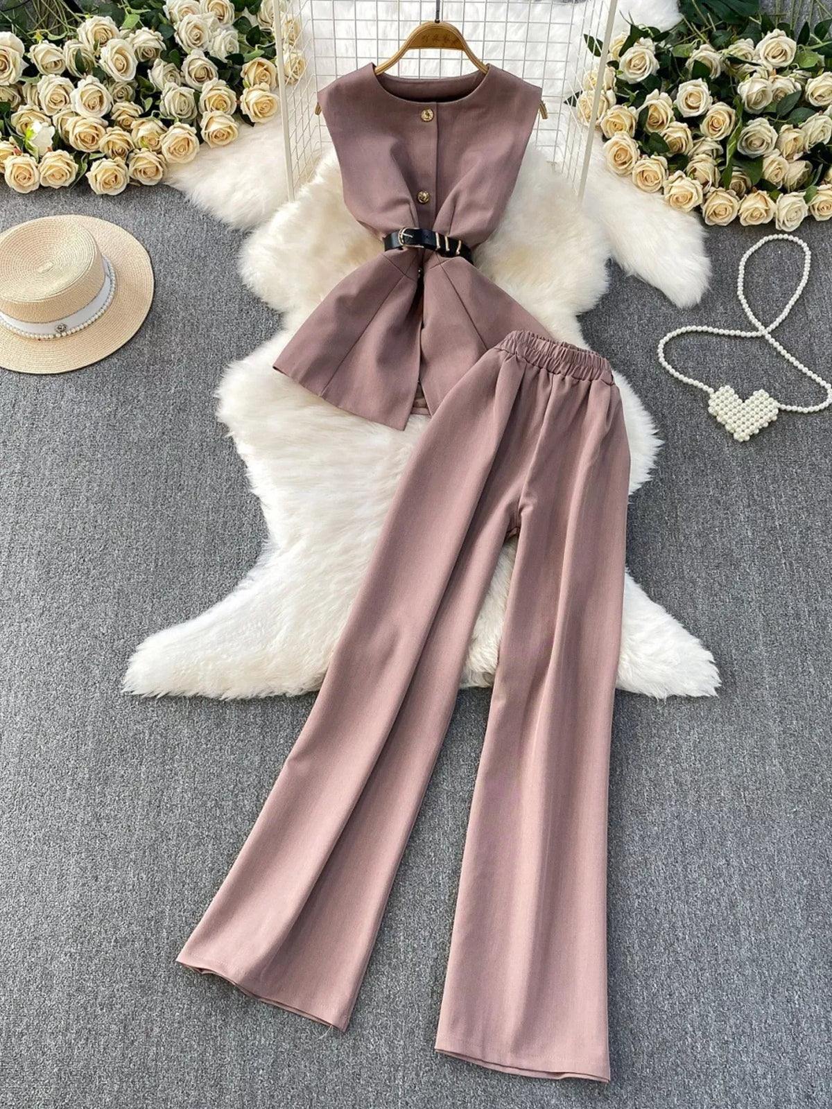 Sleeveless top and pants set alternate view