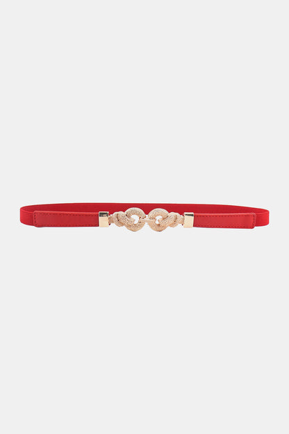 Zinc Alloy Buckle PU Leather Belt Red One Size - Fashorio
