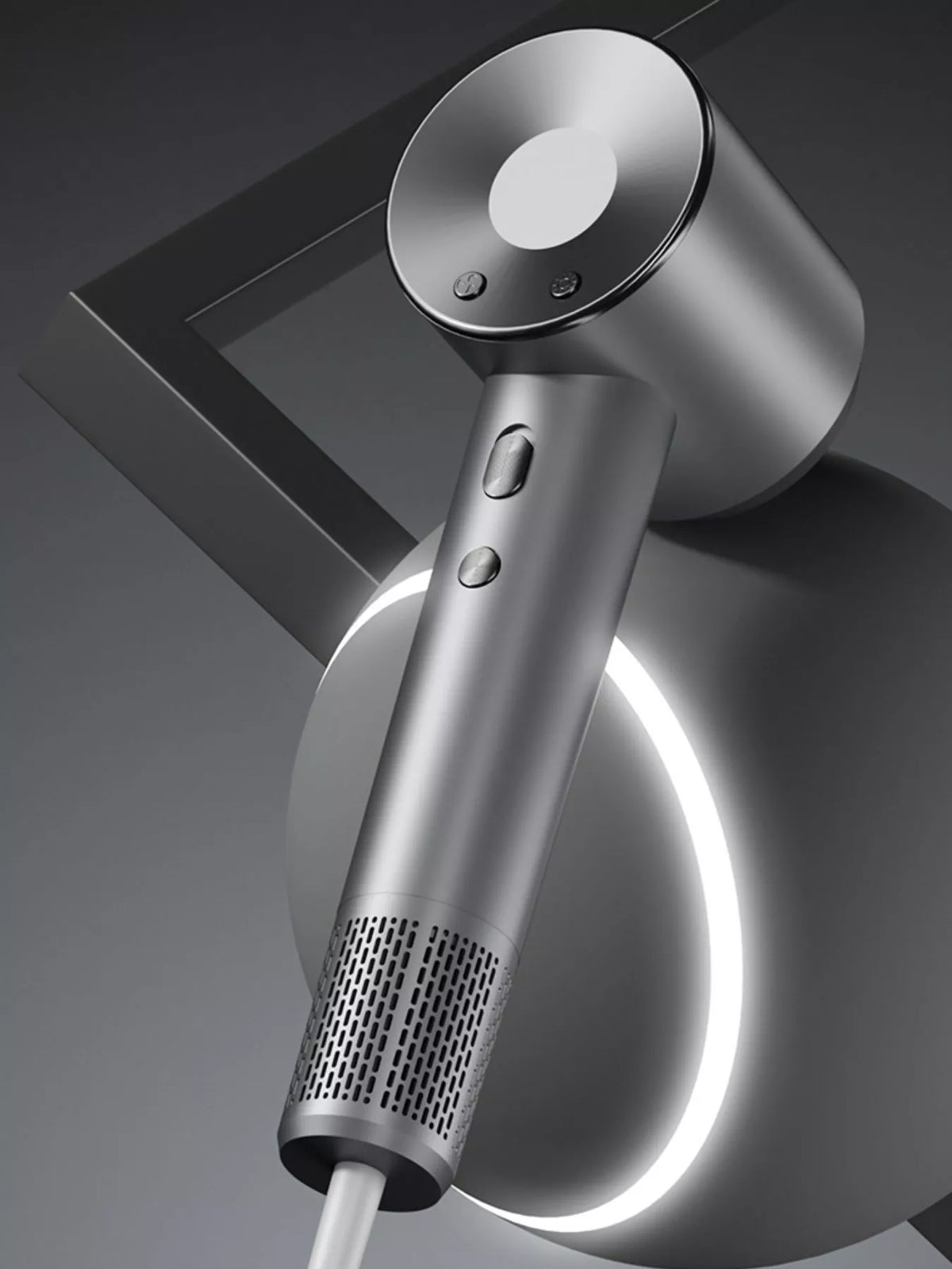 Hair dryer held in hand