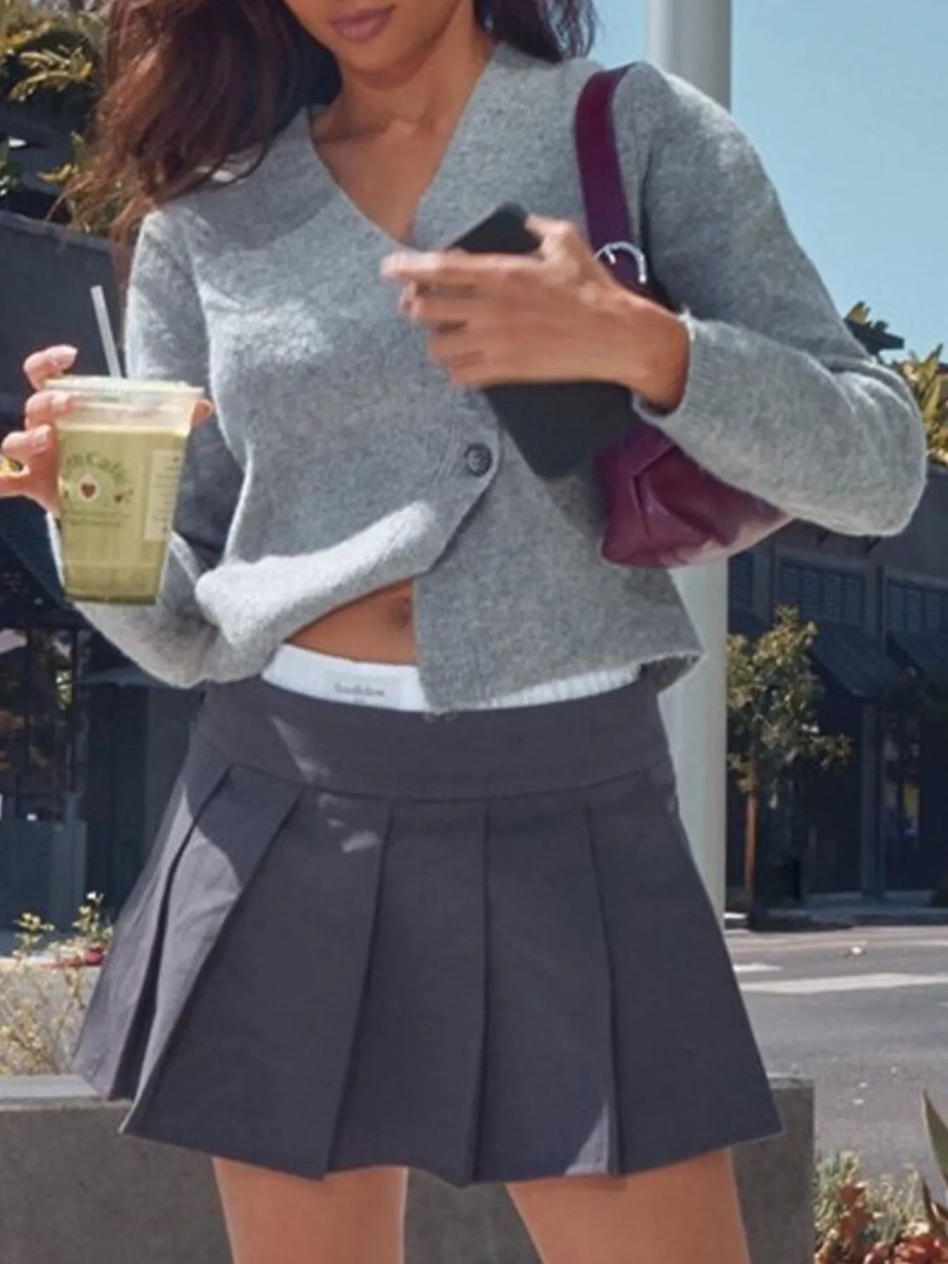 Cropped V-Neck Button-Up Cardigan - Fashorio