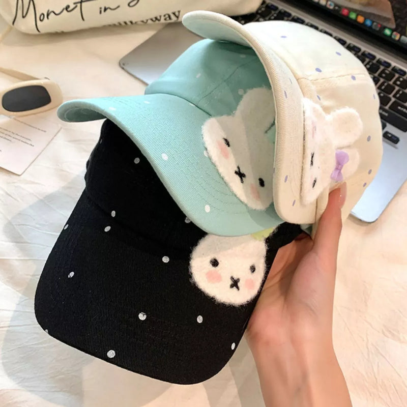 Bunny polka dot baseball cap front view