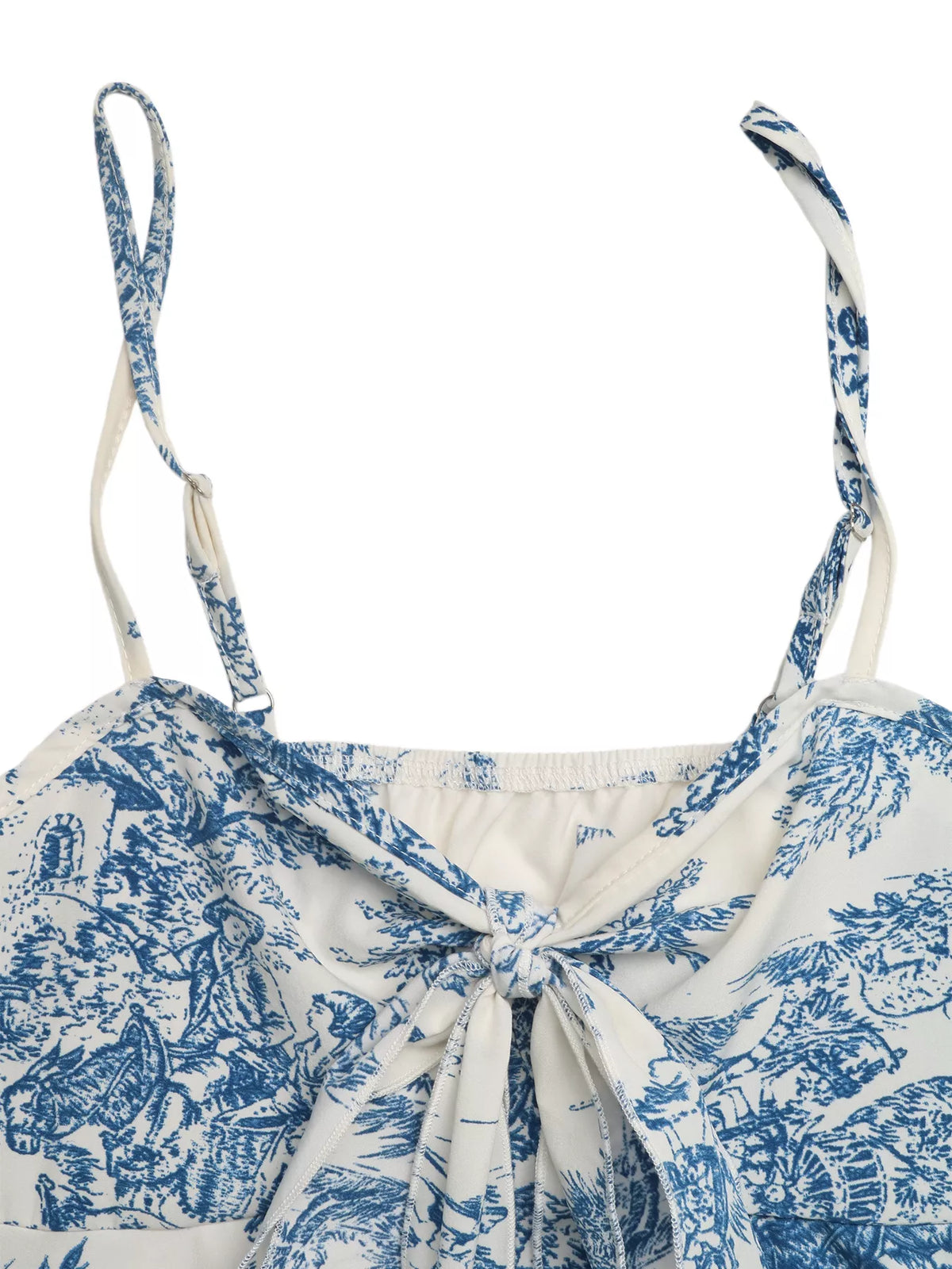 Blue floral cami styled with shorts