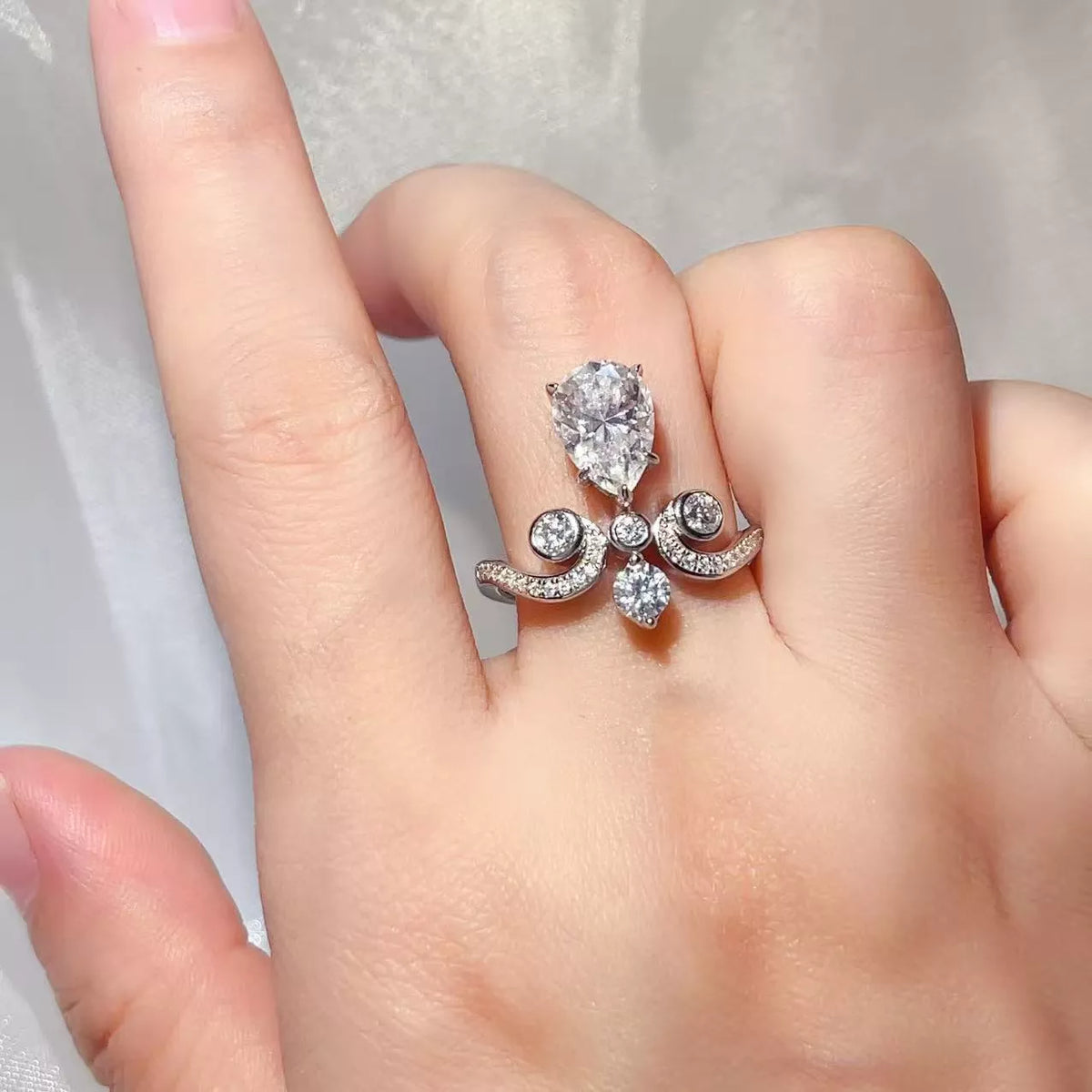 2 carat moissanite sterling silver ring front view