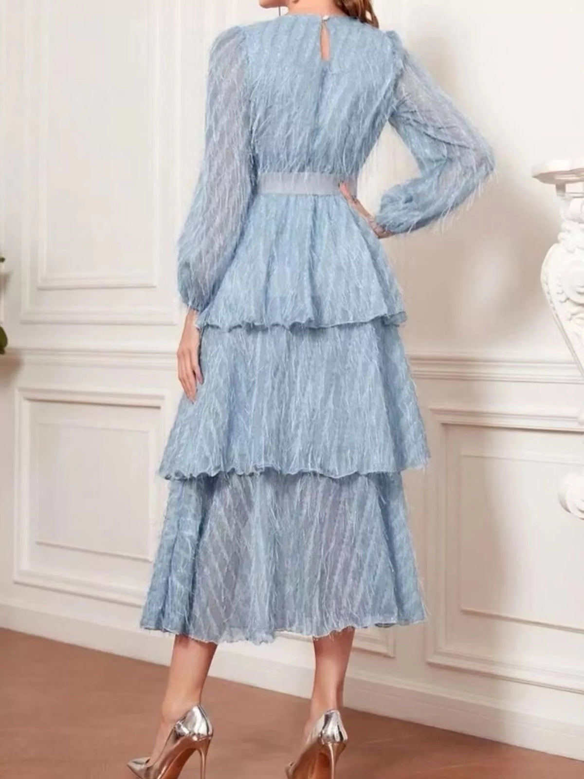 Layered midi dress back view