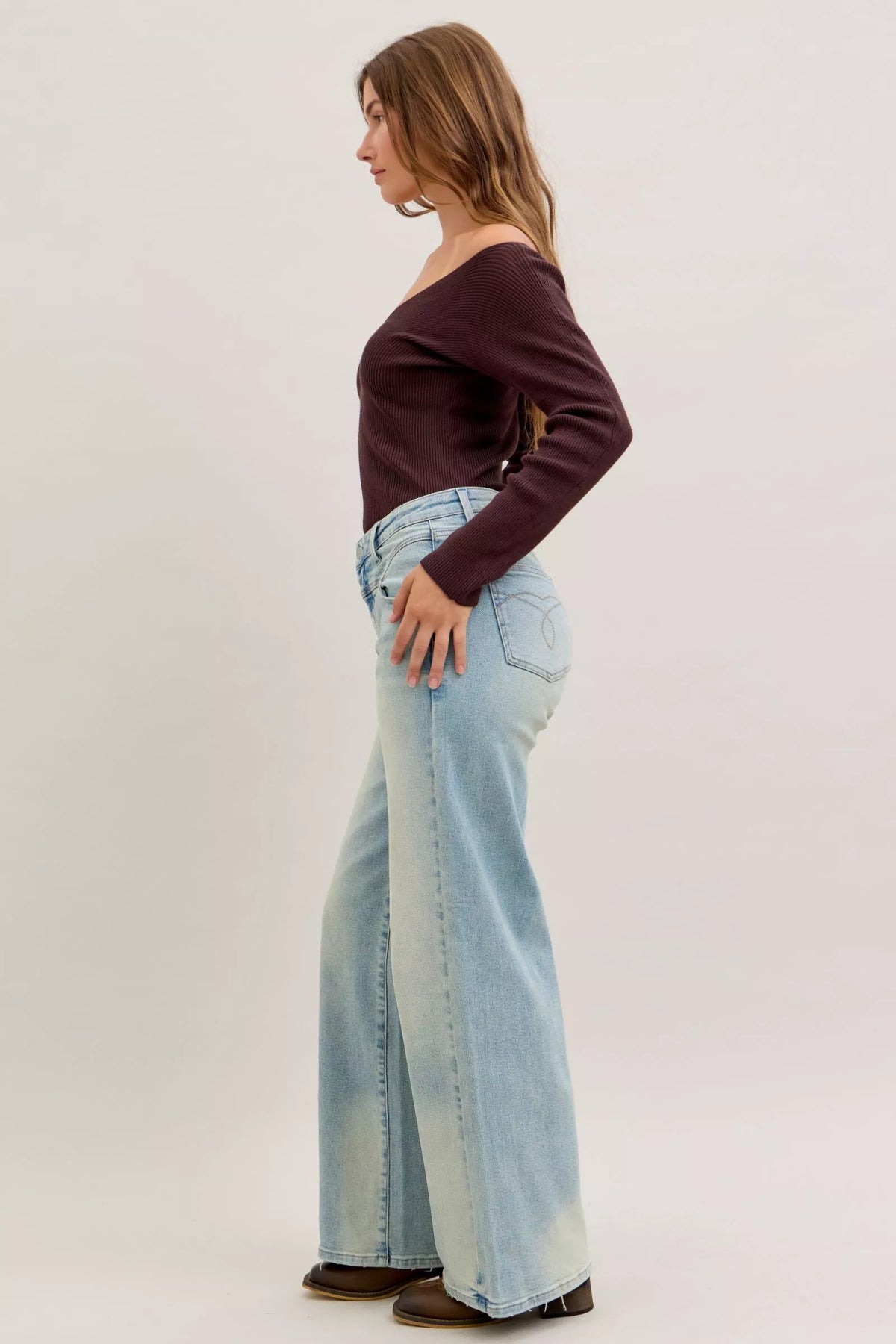 Judy Blue medium wash denim close up