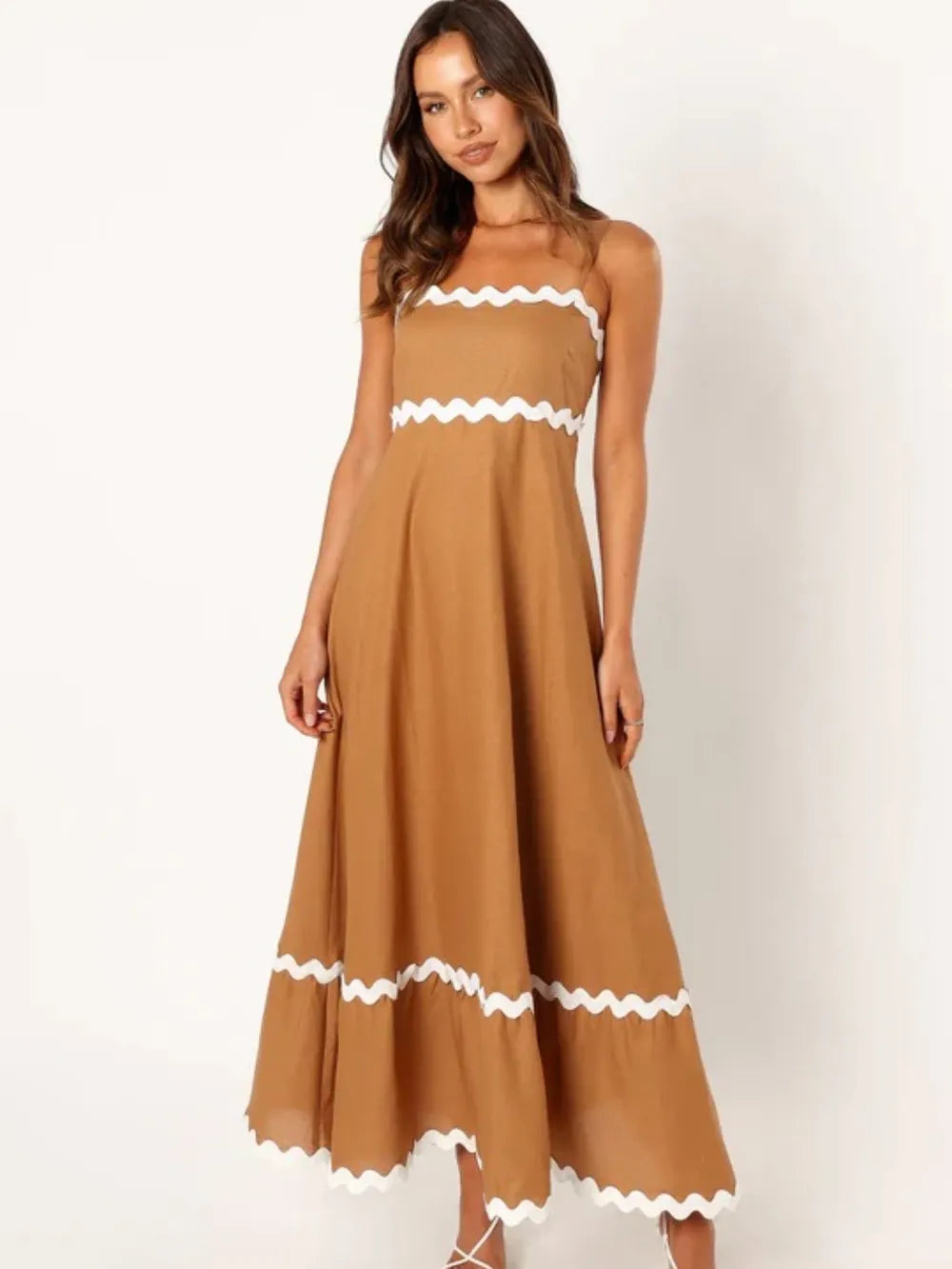 simple spaghetti strap maxi dress back view