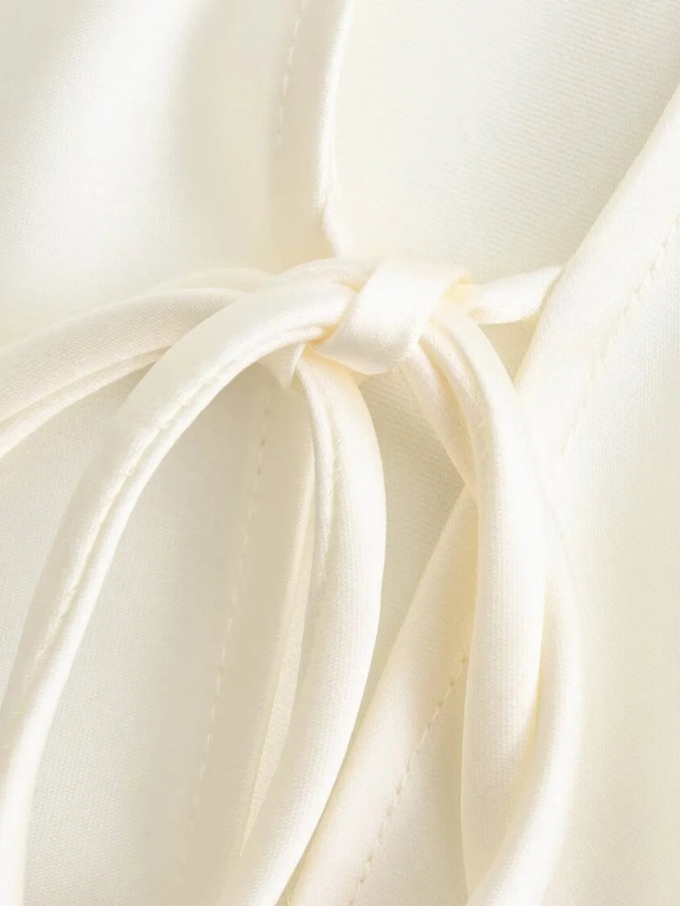 Satin Tie-Front Long Sleeve Shirt - Fashorio