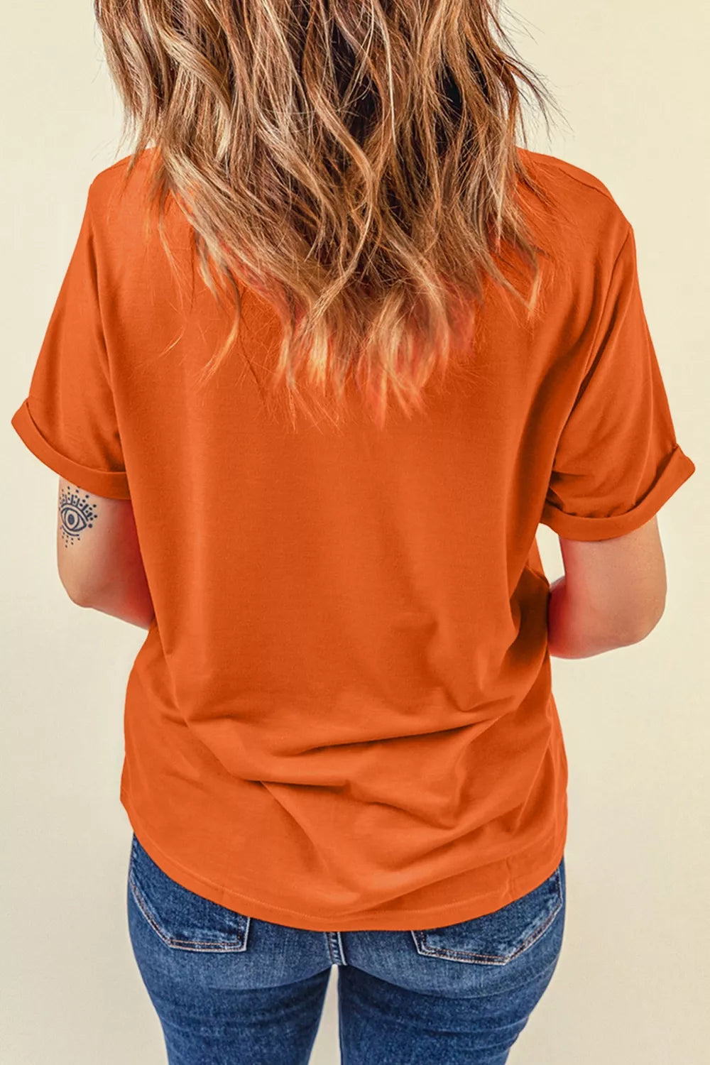 Detail of the sherbet fabric and short sleeve hem